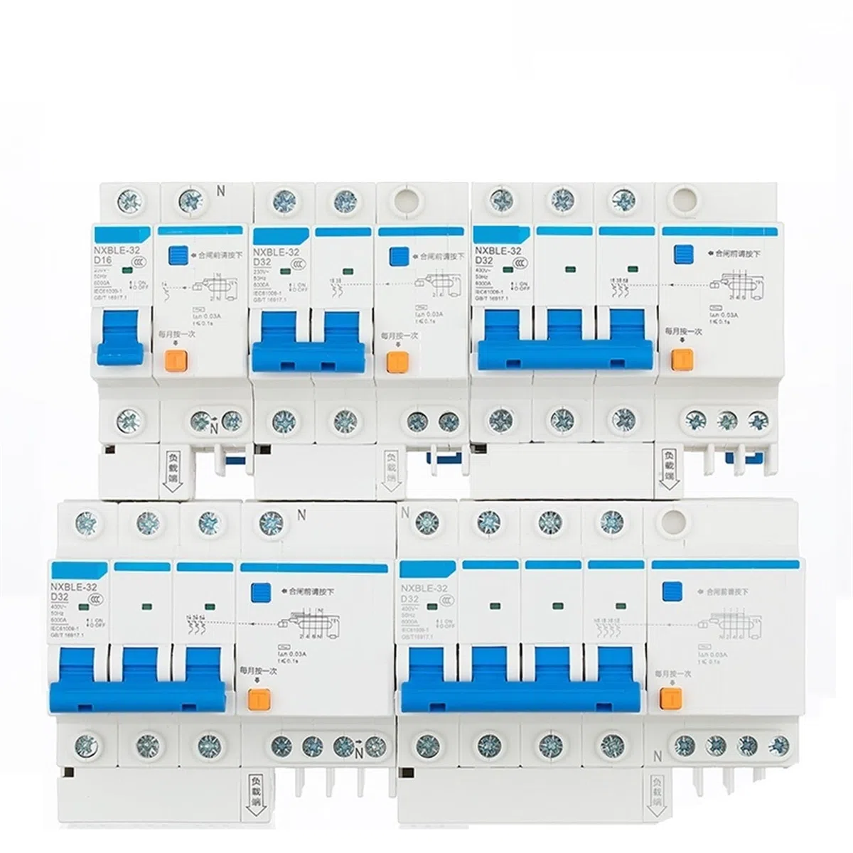 Disjoncteur différentiel NXBLE-32 3P+N Type D 6KA 30mA 400V 32A