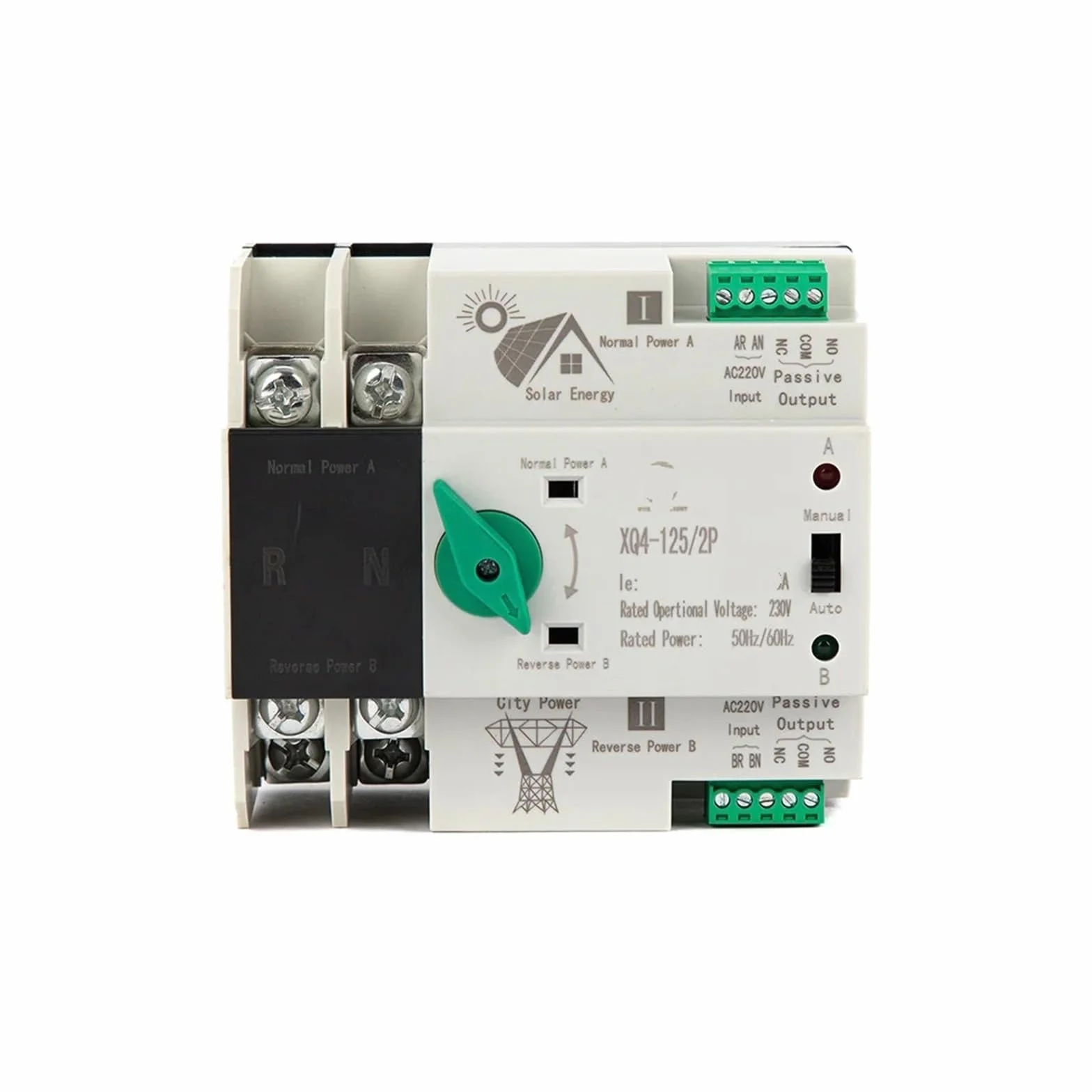 Commutateur de transfert automatique ATS monophasé 2P 16-125A AC 230V