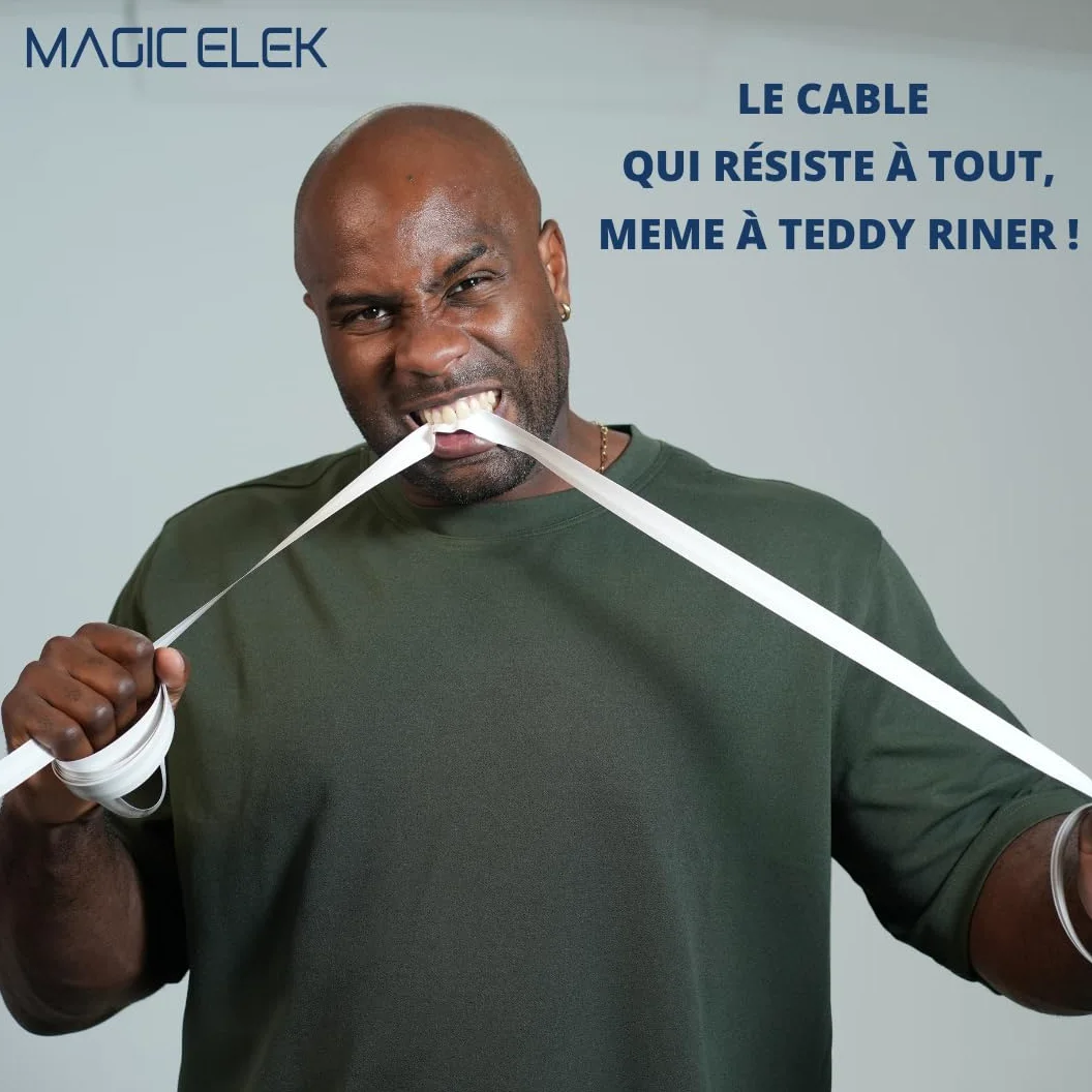 Câble électrique invisible ultra plat 5M 230V/16A 3 lignes