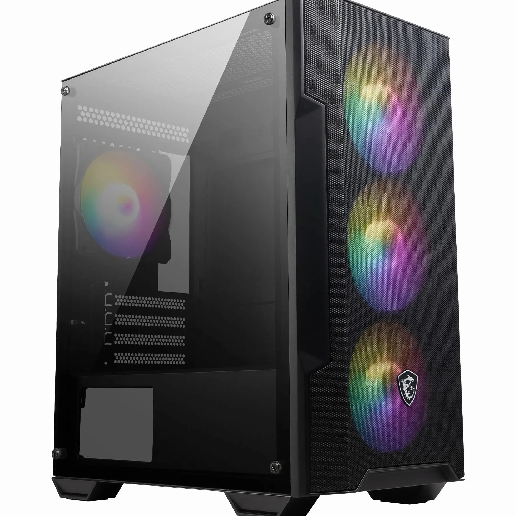 MSI MAG Forge M100A Boîtier PC Mini-Tour, Verre trempé, Micro-ATX/Mini-ITX, Panneau Avant Maille, 4 Ventilateurs Auto-RGB 120mm, Filtre Anti-poussière magnétique