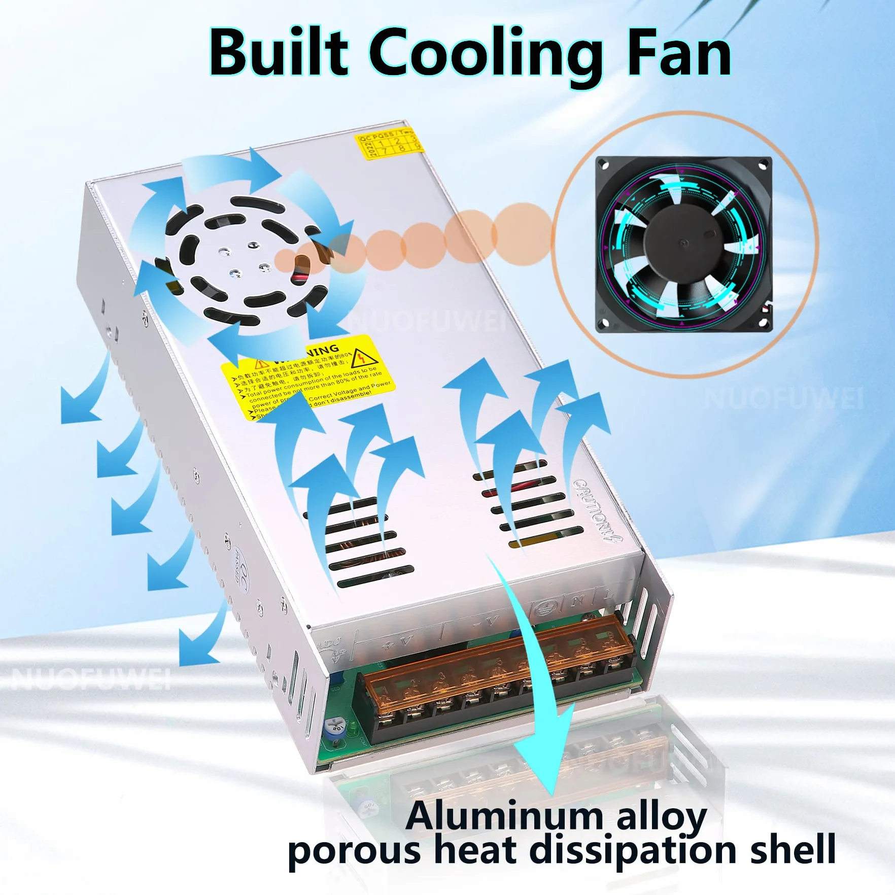 Alimentation 12V 50A 600W Transformateur 220V CA à 12V CC Convertisseur pour LED Moteur Pompe Caméra CCTV