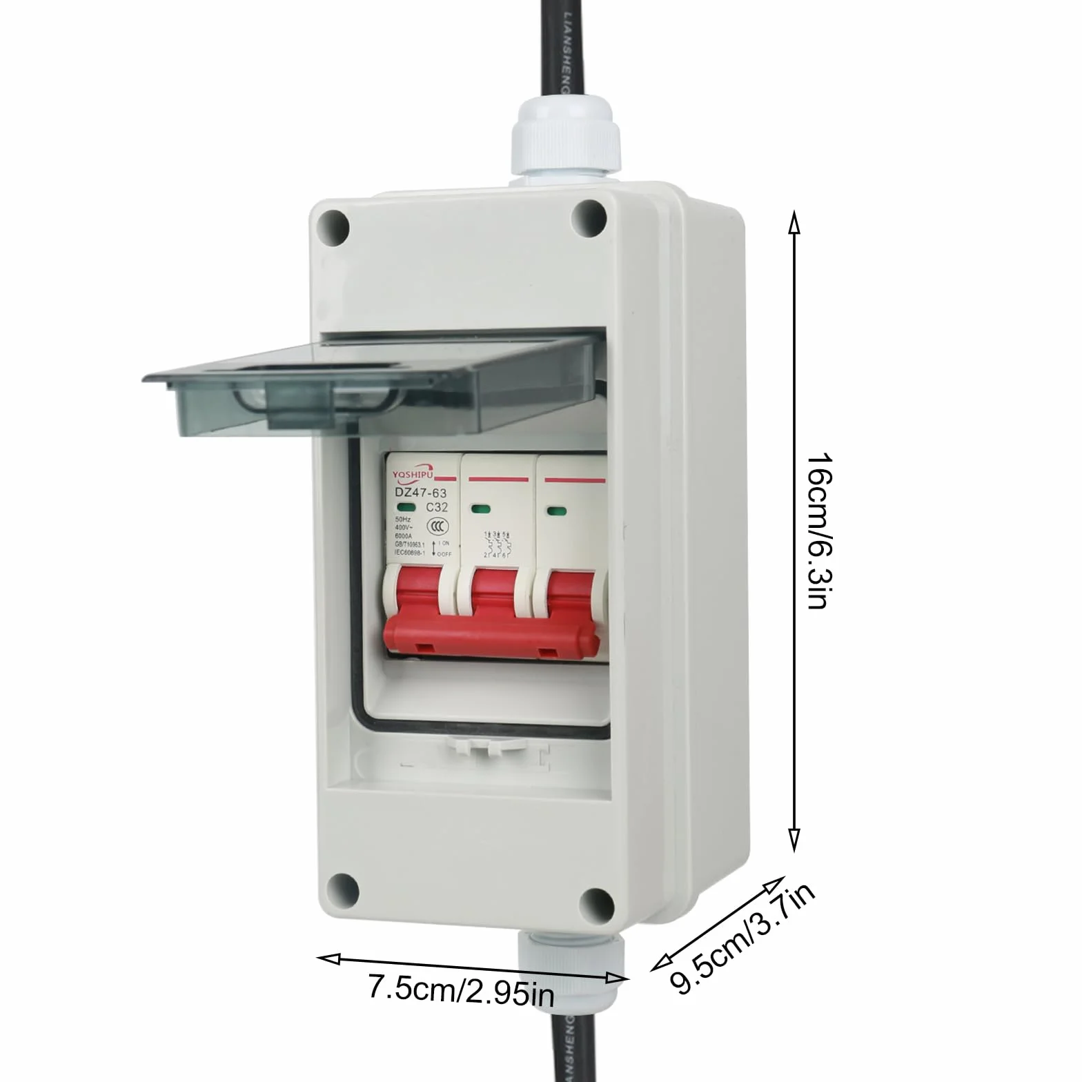 Adaptateur CEE 63 A 400 V vers 32 A 400 V IP44 Courant fort Câble H07RN-F 5G6