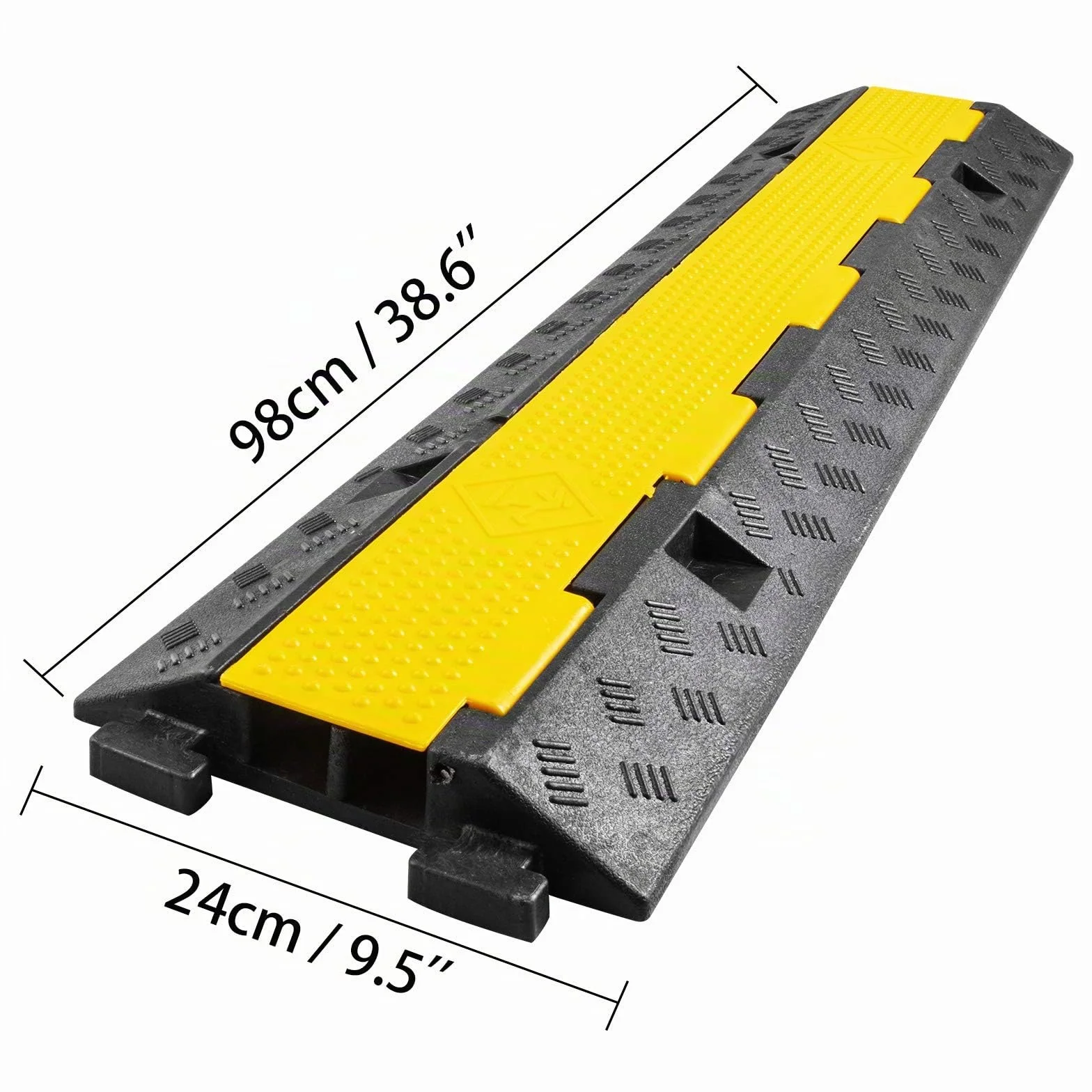 VEVOR 3PCS Rampe Protection Câble 2 Canaux PVC Caoutchouc 101x24,5x5 cm Capacité 4989 kg