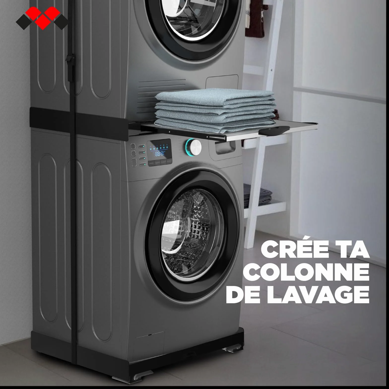 Meliconi BASE MOVE BLACK Support mobile anti vibrations 60x60 60x45 cm