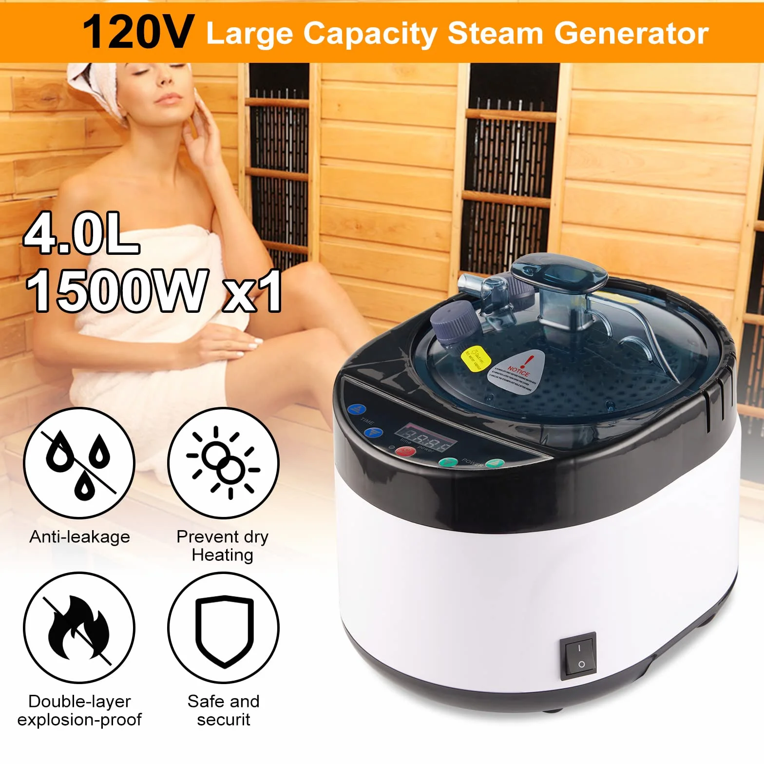 Cuiseur vapeur 4 L générateur vapeur portable acier inoxydable minuterie affichage