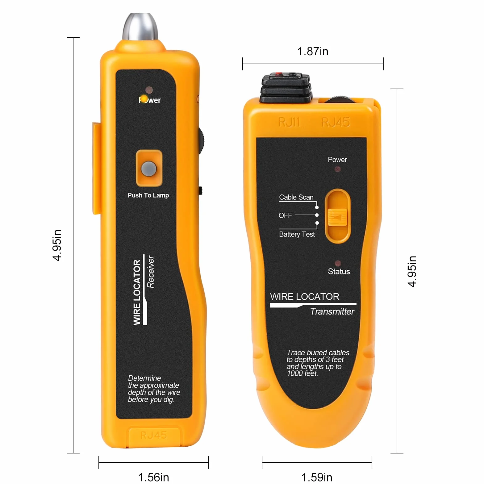 Localisateur de câbles souterrains F02 Wire Tracker testeur de câbles 2-3 pieds 1000 pieds