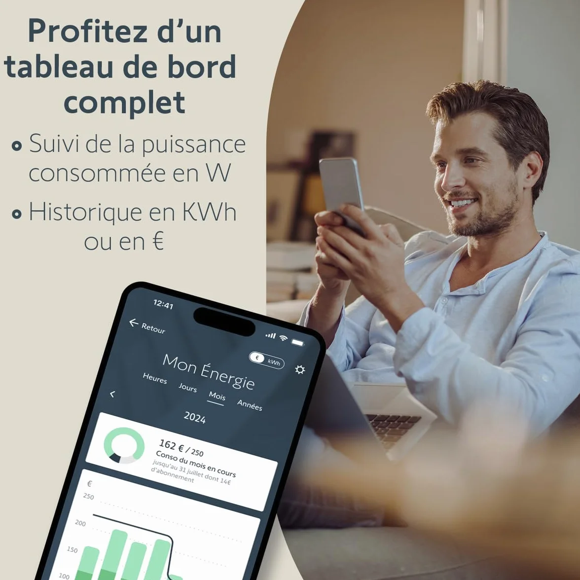Somfy Capteur de consommation connecté Zigbee Mesure électrique compteur Linky TaHoma switch