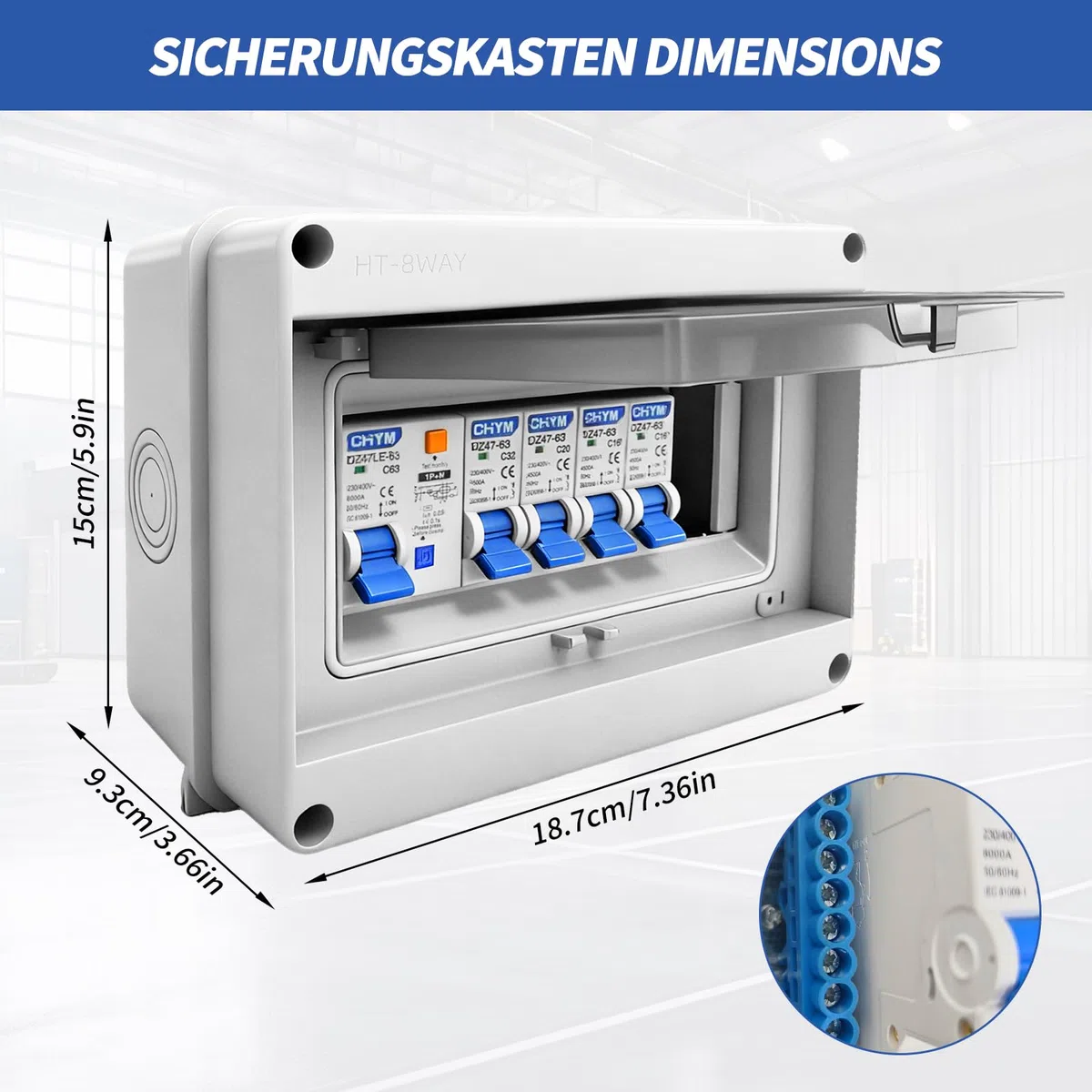 Coffret Electrique Etanche IP65 avec Disjoncteur 63A 2x16A 20A 32A Tableau Electrique