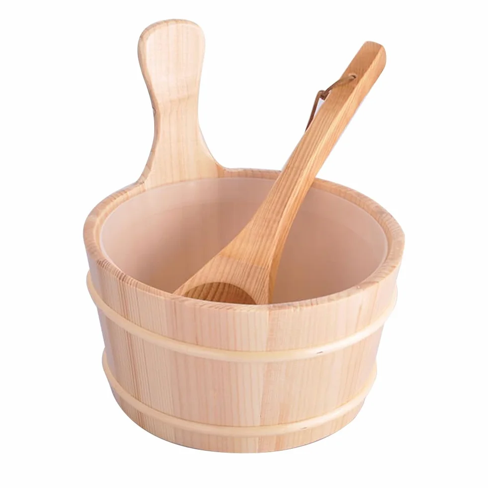Kit de Sauna en Bois avec Seau et Louche, Accessoire de Sauna Essentiel pour Hammam
