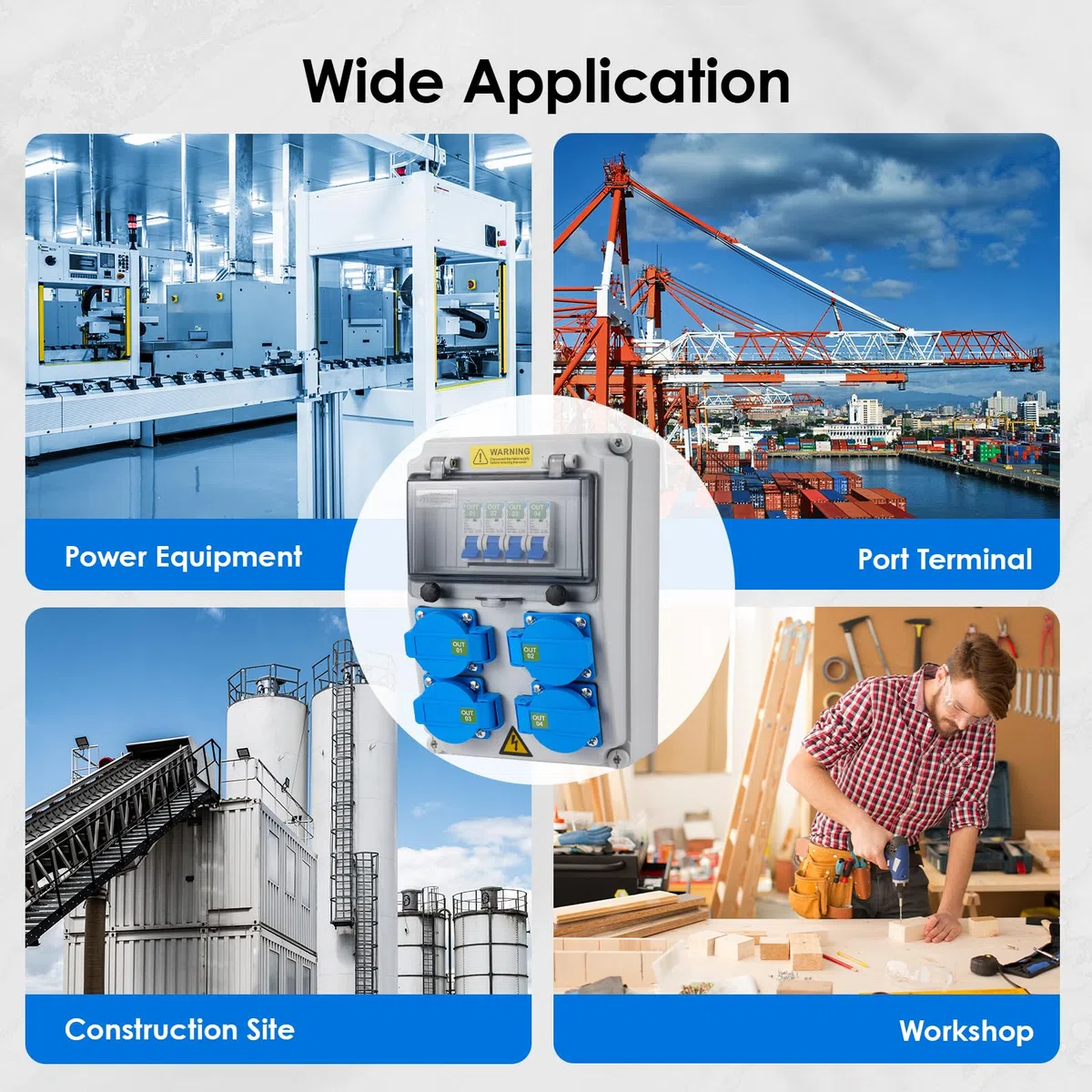 Coffret Électrique de Chantier 230 V Tableau Répartiteur Mural IP67 16 A avec Disjoncteur