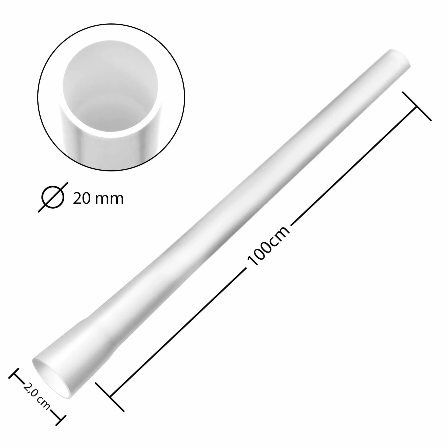MIDORI Tube électrique M20 24 m PVC manchonné 20 mm blanc