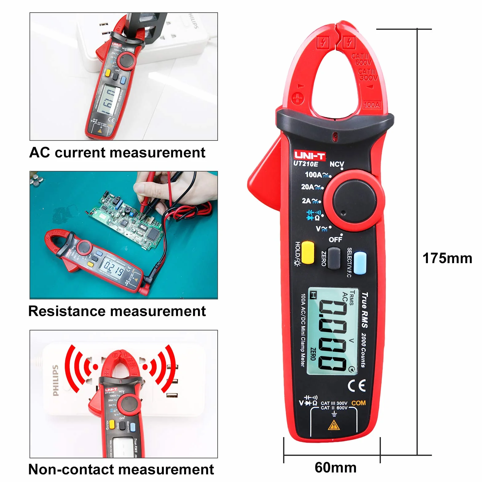 UNI-T UT210E Mini Pince Numérique Ordinateur de poche Vrai RMS AC DC Testeur Résistance Capacitance