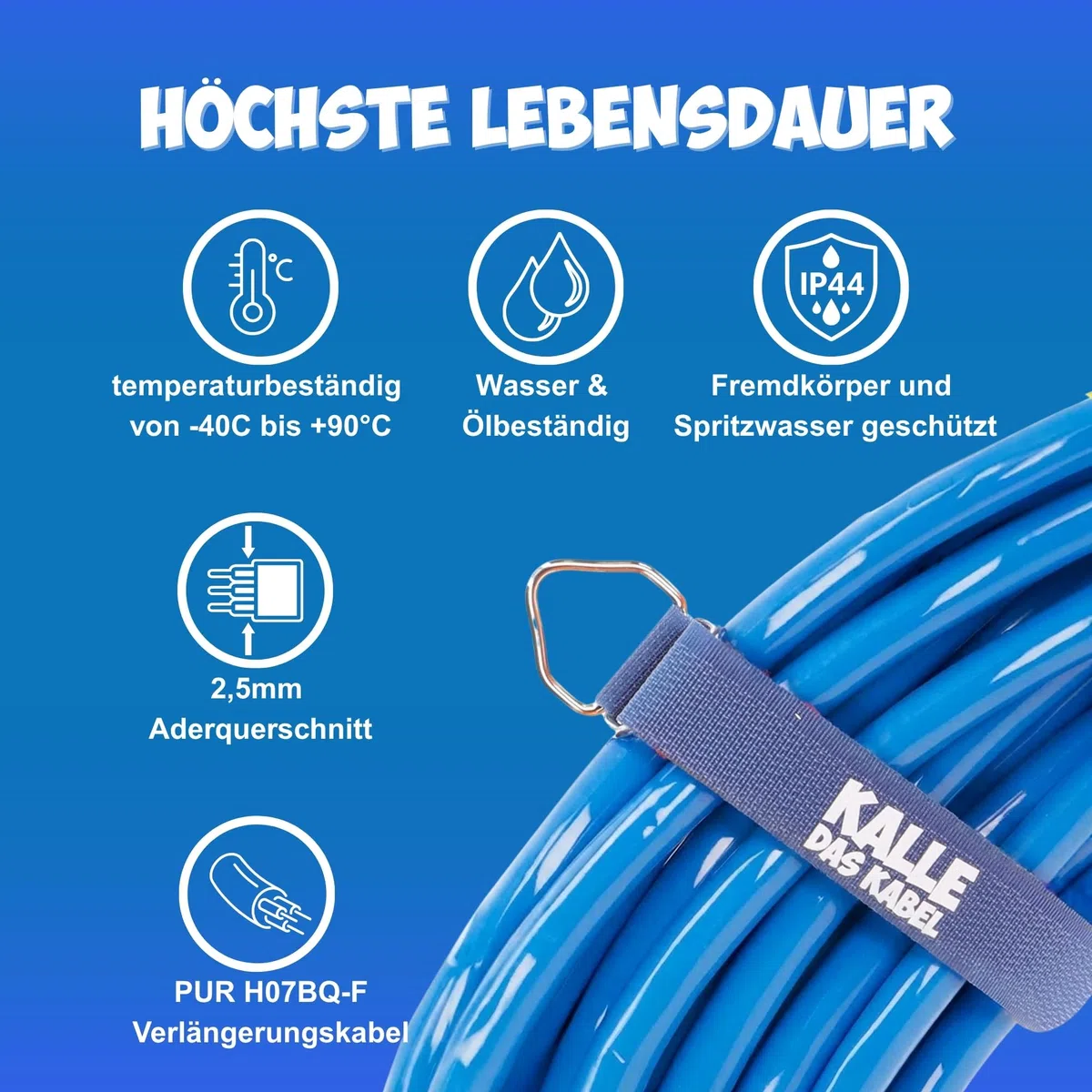 KALLE DAS KABEL Rallonge CEE 230 V H07BQ-F 3G 2,5 mm² 10 mètres