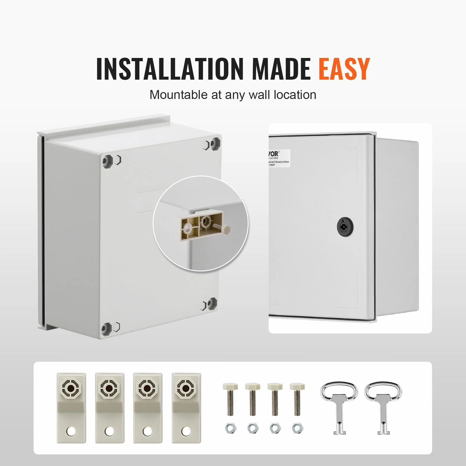 VEVOR Boîtier en fibre de verre NEMA 30x25x14 cm IP66 étanche coffret électrique extérieur avec plaque de montage