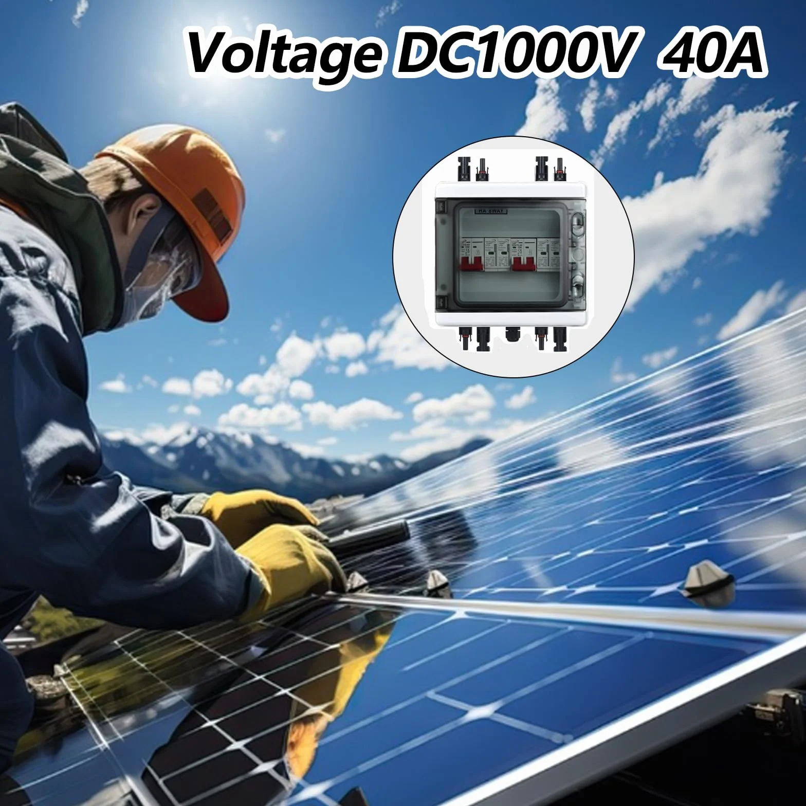 Disjoncteur DC Protection Contre Les Surtensions PV 2 Chaînes 1000V 40A 20-40KA IP65 Boîte Connexion Solaire