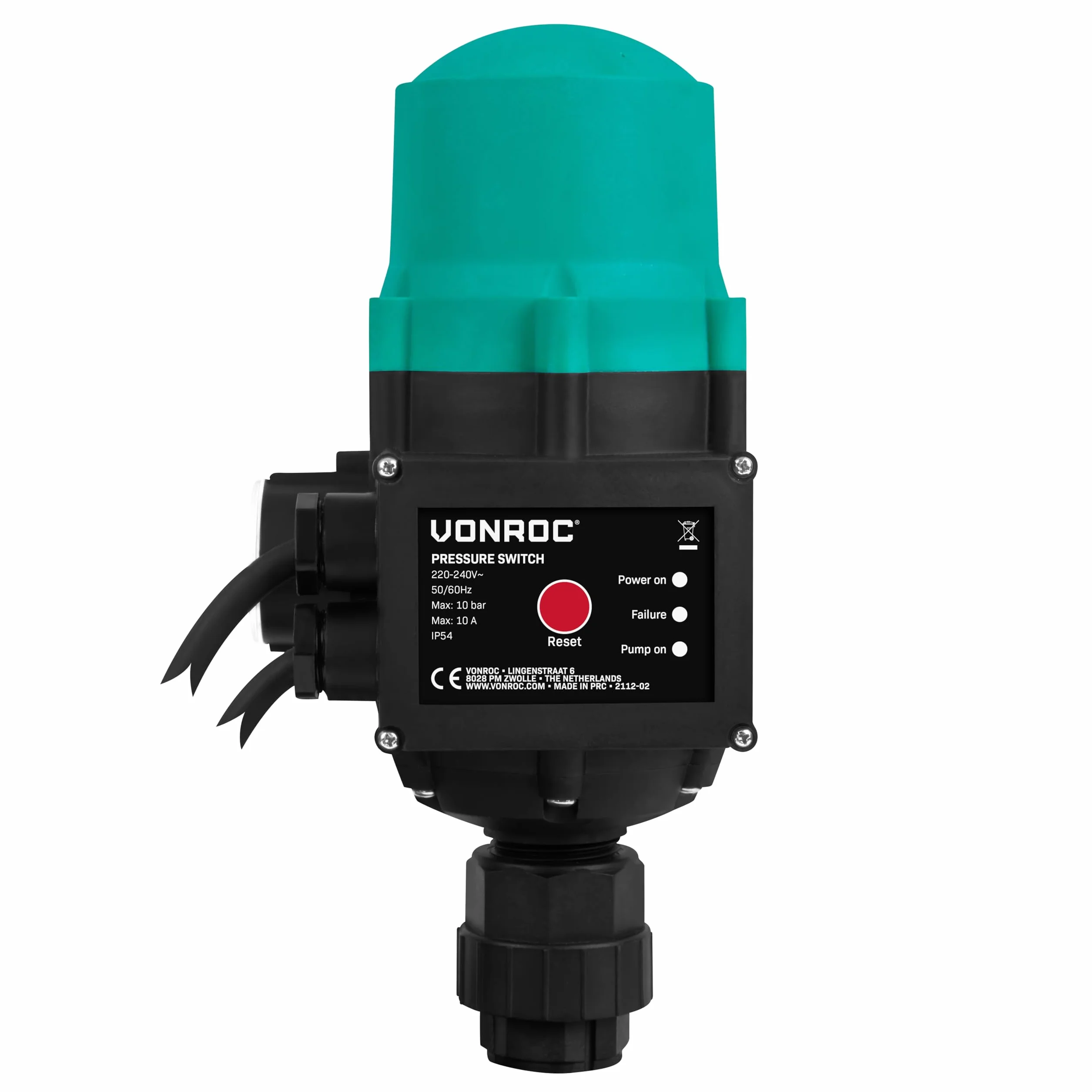 Vonroc Pompe à Eau Hydrophore 1000W 3500l/h 4,4bar Acier Inoxydable Réservoir 19L