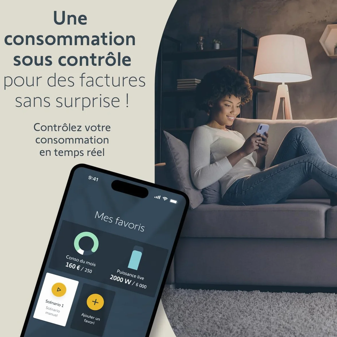 Somfy Capteur de consommation connecté Zigbee Mesure électrique compteur Linky TaHoma switch