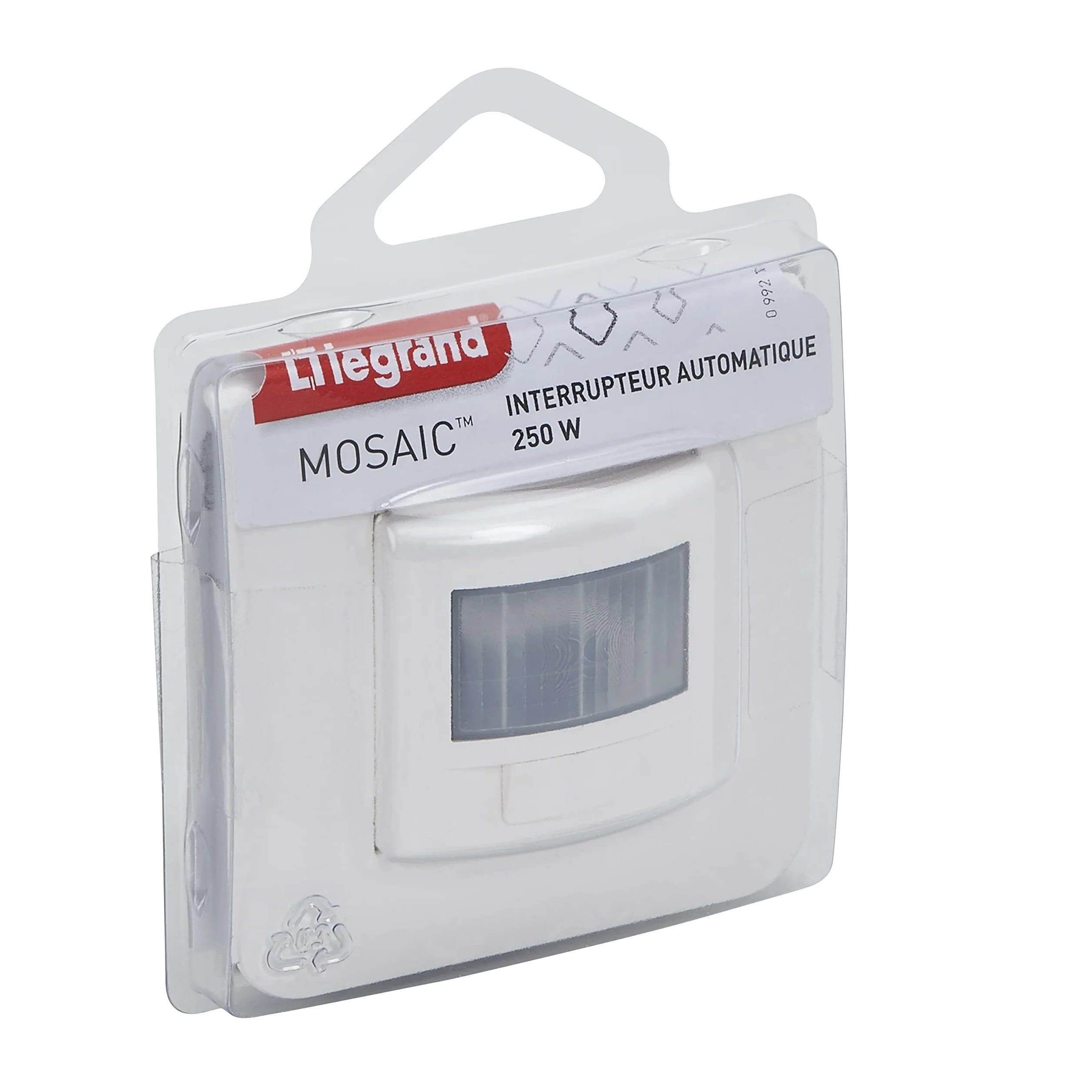 Legrand Interrupteur automatique Mosaic blanc complet avec plaque et fixation à griffes
