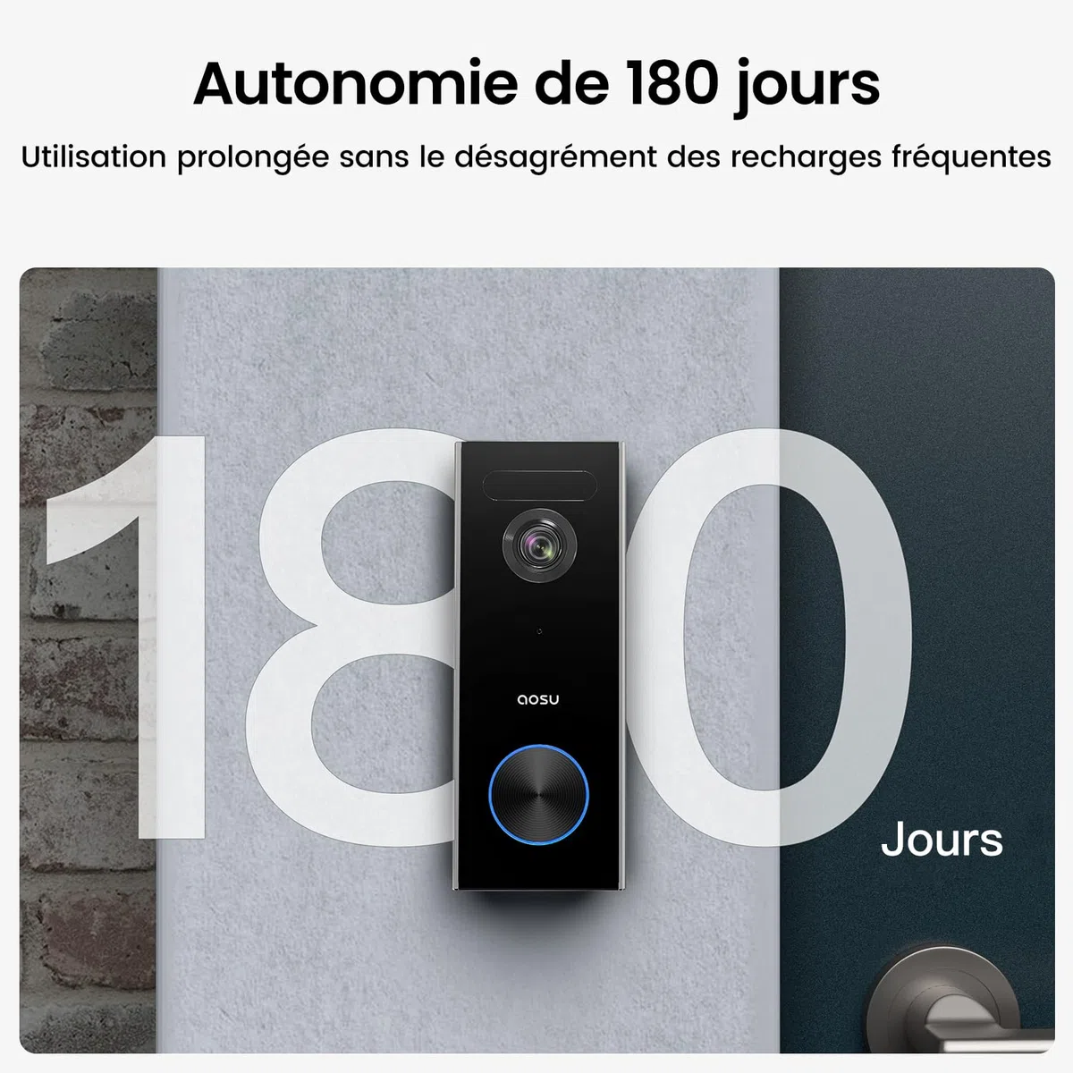 aosu Sonnette sans Fil avec Camera 2K HD 166° WiFi Exterieur Etanche Détection de Personnes Audio Bidirectionnel Alexa Intégré