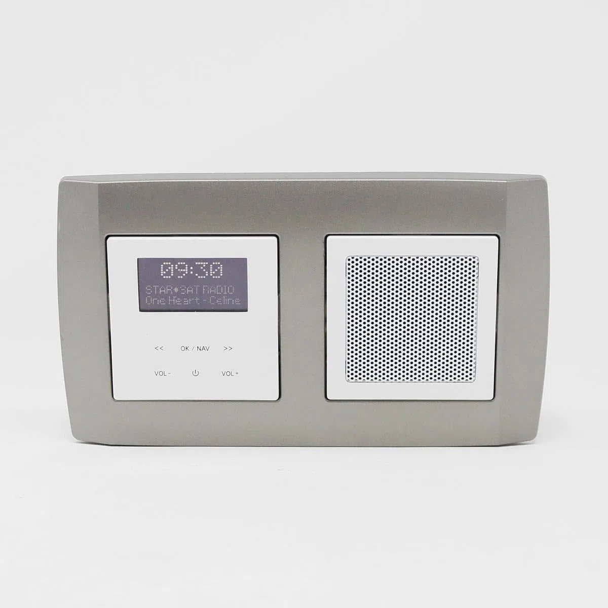 Radio encastrée LOGIQ 2W RMS DAB+ FM Bluetooth écran OLED Alarme Sleep Timer Cadre 2 Voies Bold Titane