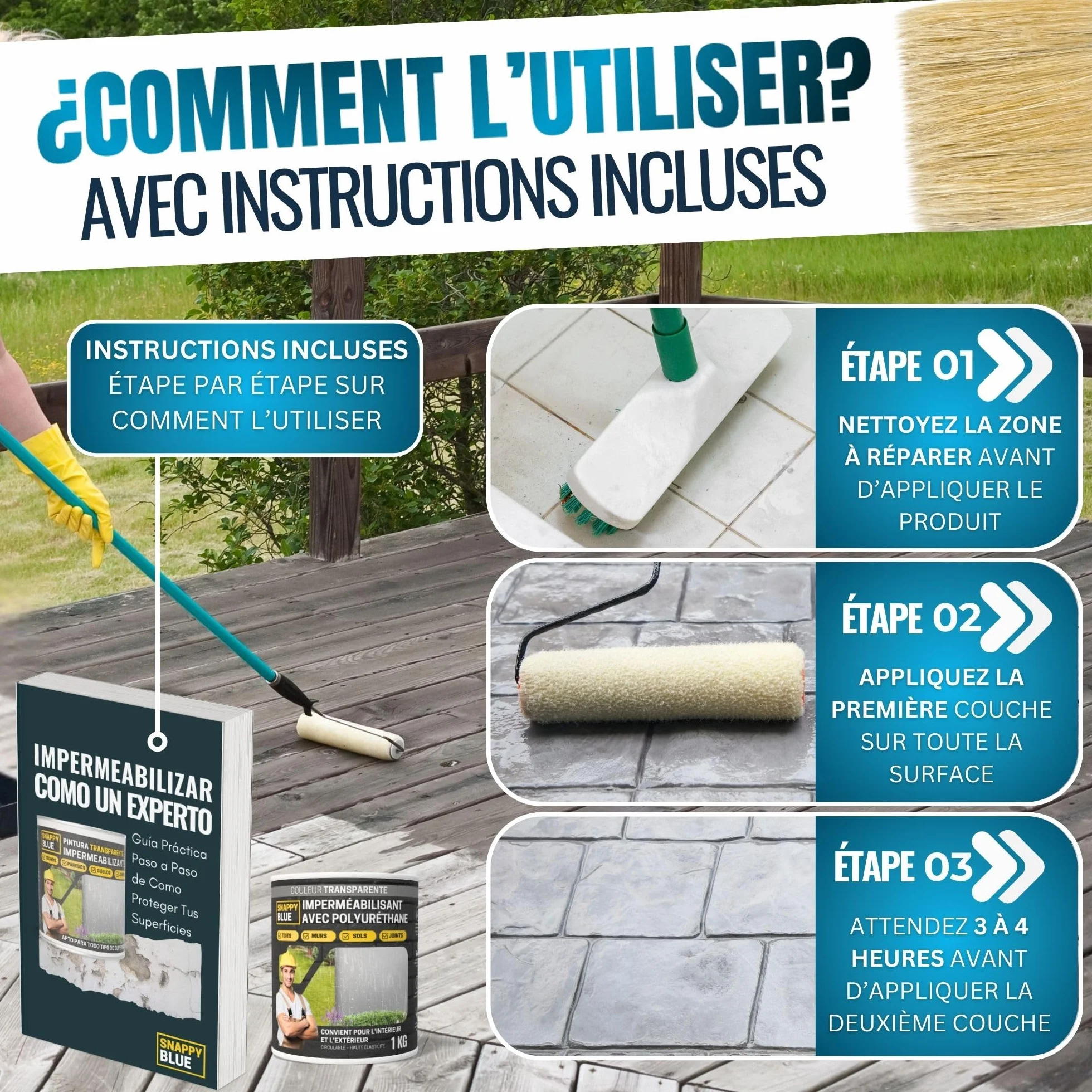Imperméabilisant Transparent au Polyuréthane, Scellant Étanche pour Toits, Terrasses et Extérieurs