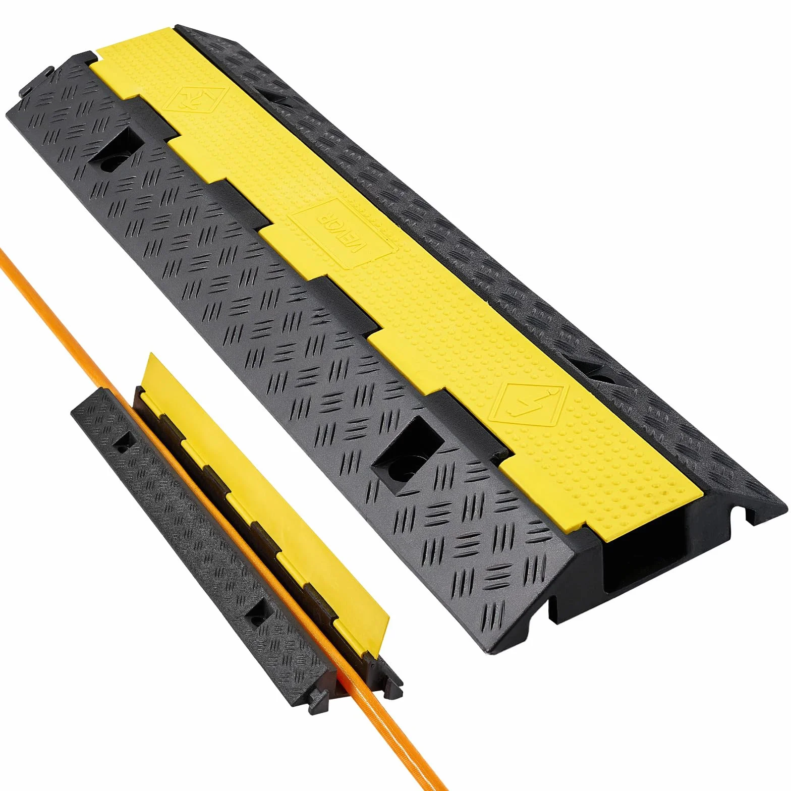 VEVOR Rampe de Protection Câbles 9979 kg 1 Canal 70 x 50 mm Caoutchouc