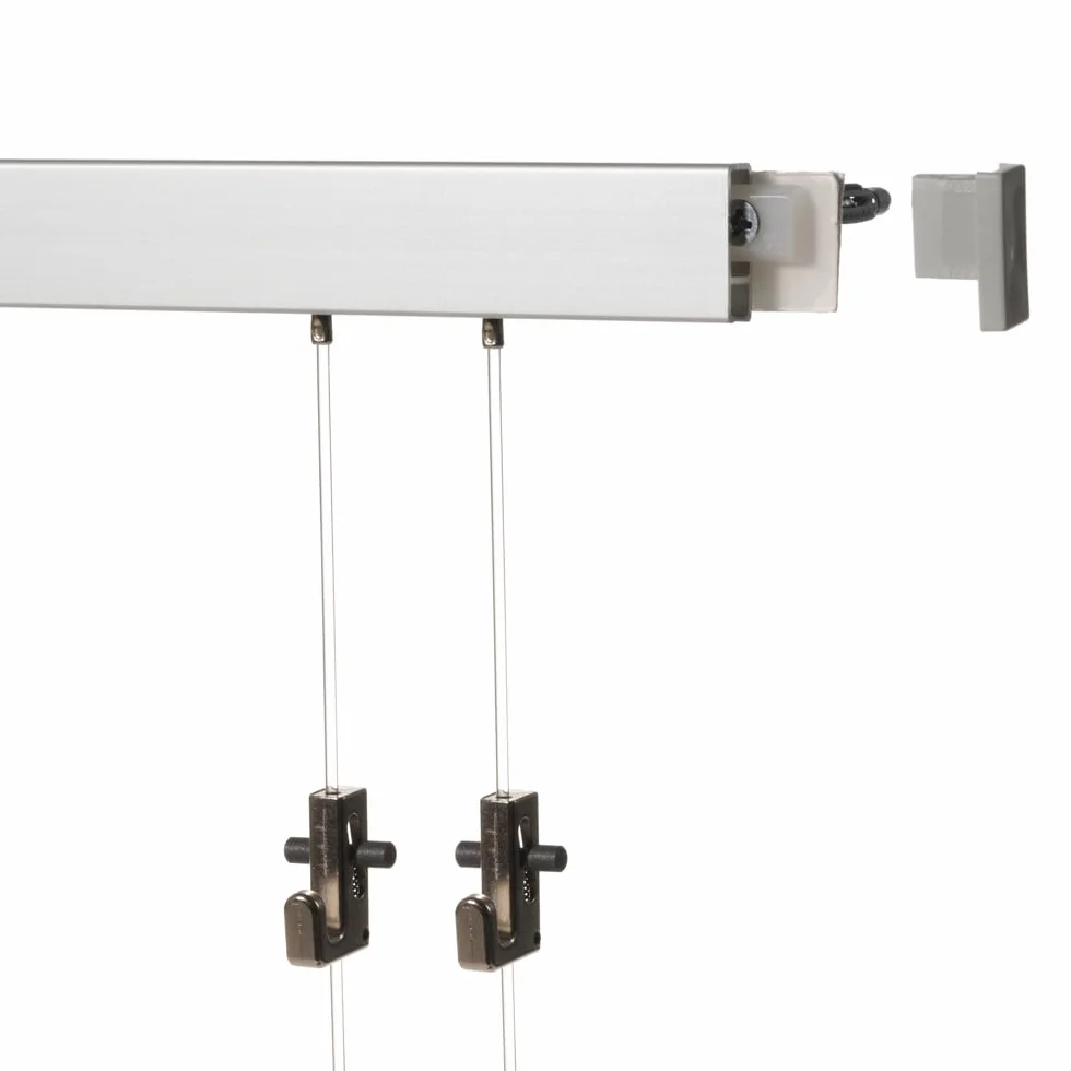 Cimaise pour galerie de tableaux 4 m (2 x 2 m) à rail, argent mat anodisé