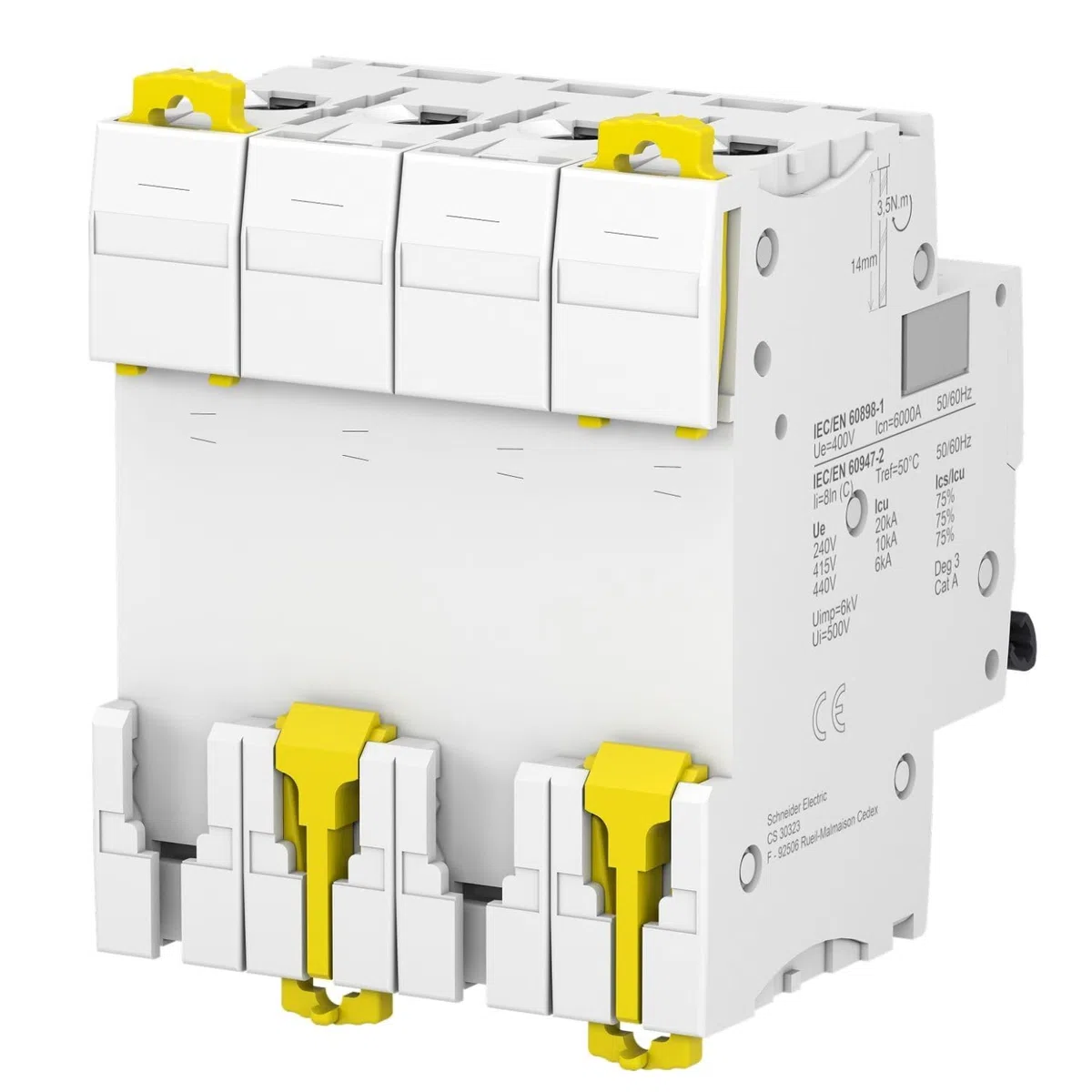 Schneider Electric Acti9 iC60 N disjoncteur 4P 40A courbe C 85x72x78.5 mm 50/60 Hz Blanc