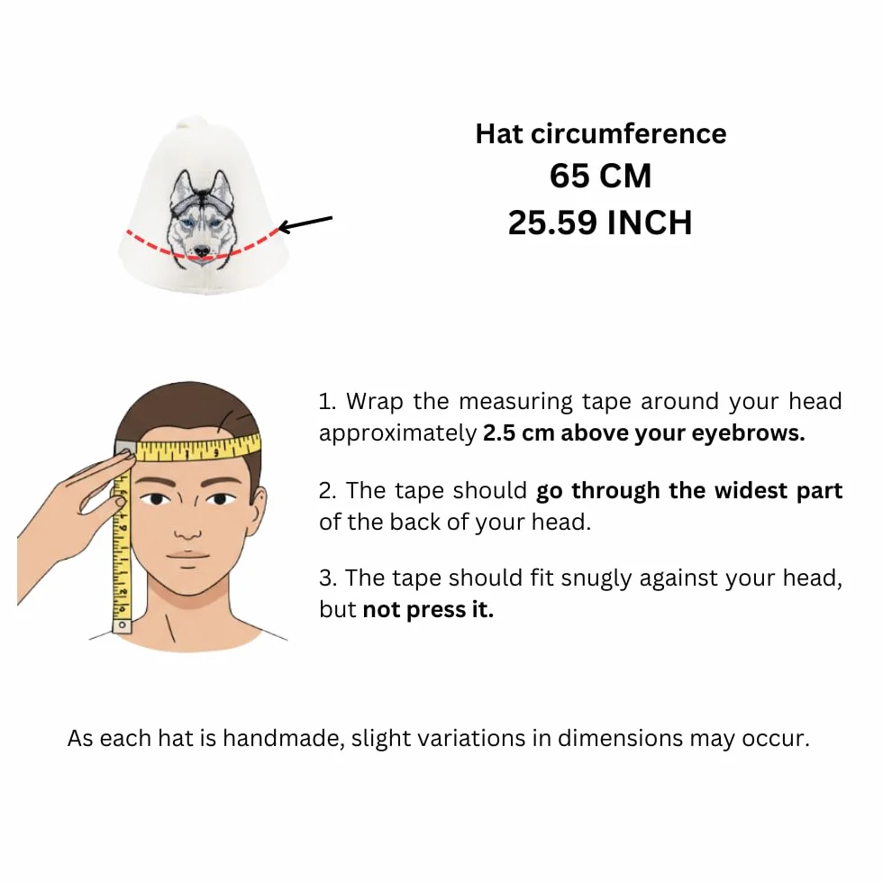 Chapeau de Sauna Sauna Husky Blanc - Feutre de Laine Biologique