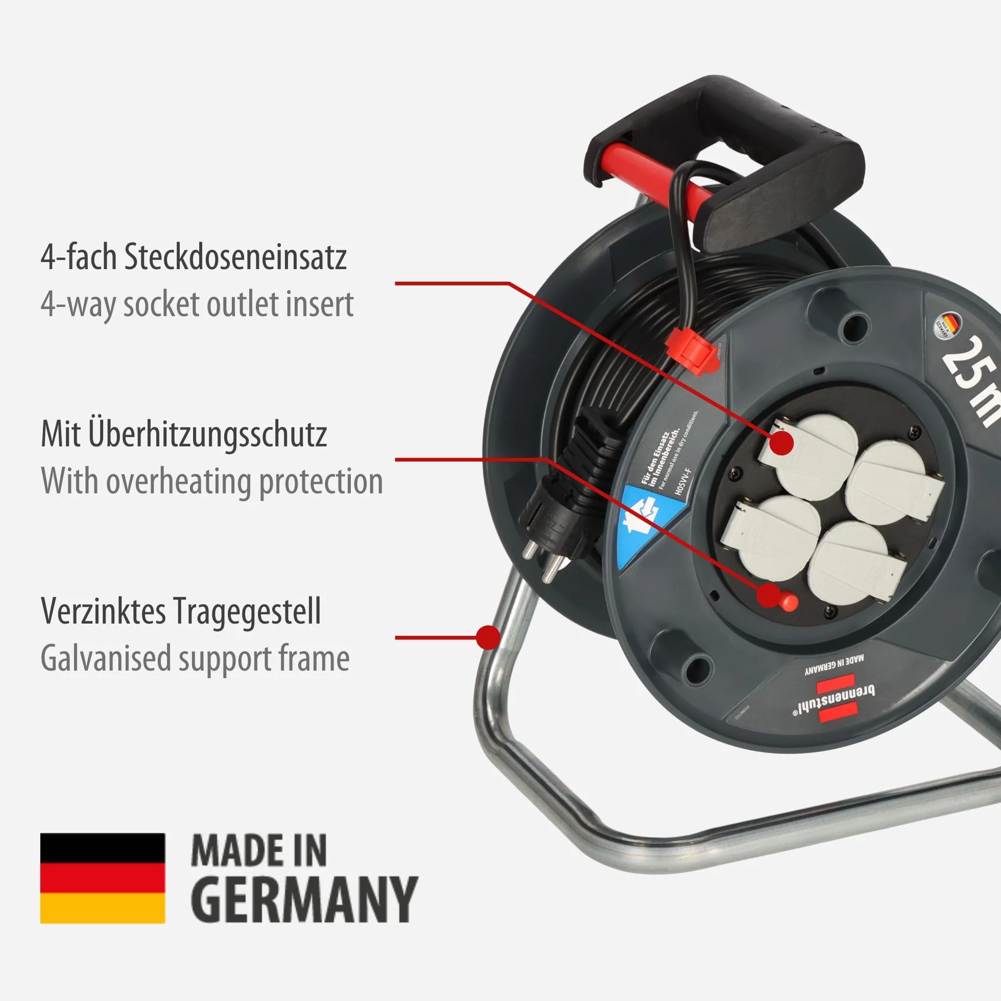 Brennenstuhl Garant V2 Enrouleur de câble Noir 25 m