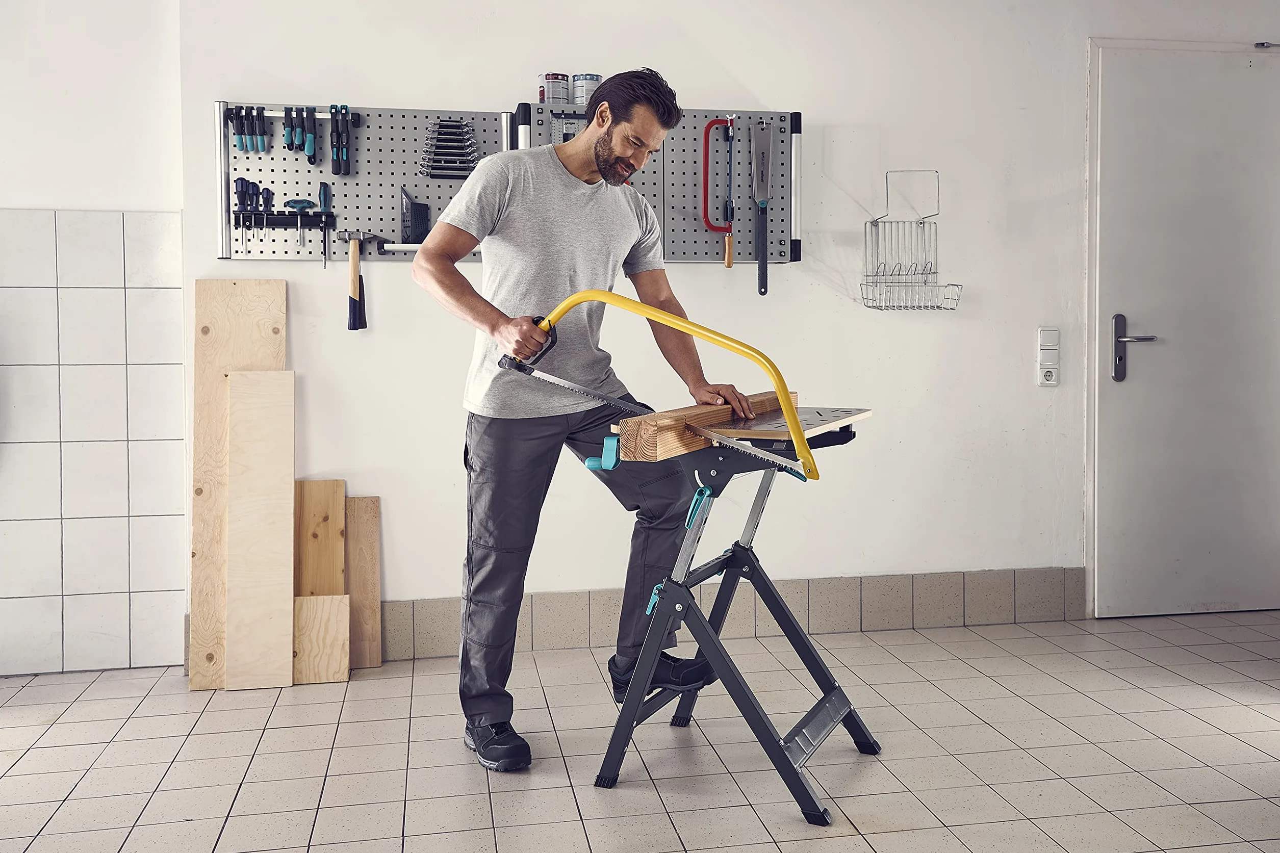 wolfcraft Établi de serrage et support de machine MASTER 750 ERGO réglable en hauteur