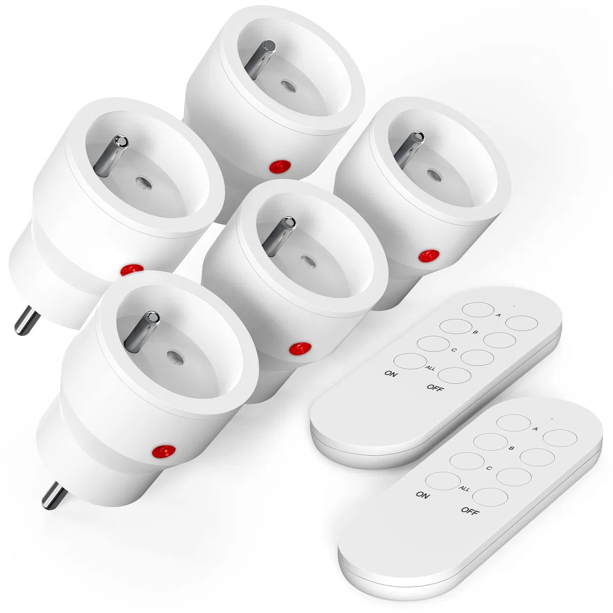 Télécommande Sans Fil 10A 80M 2300W 5 Prises 2 Télécommandes