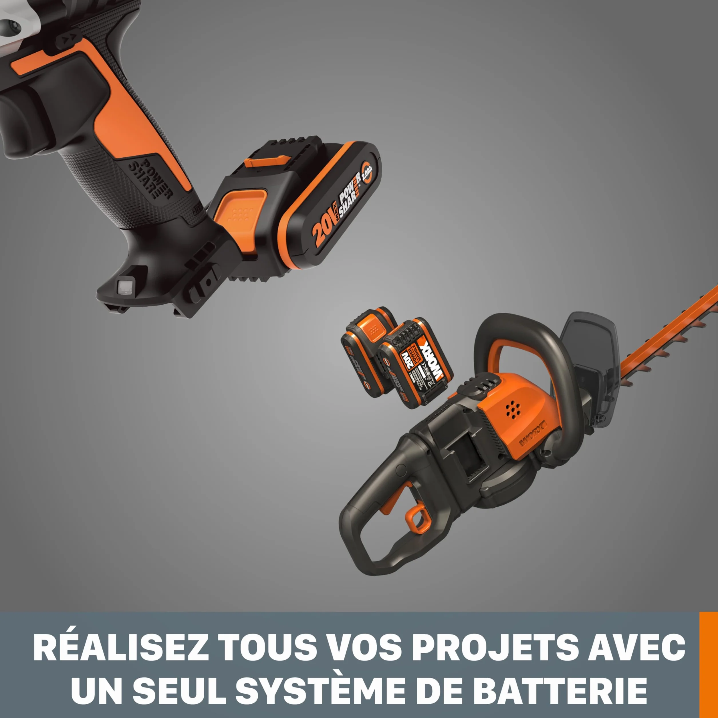 Worx WA3644 Batterie Lithium-Ion 20V 4Ah PowerShare Pro Haute Performance Longue Durée