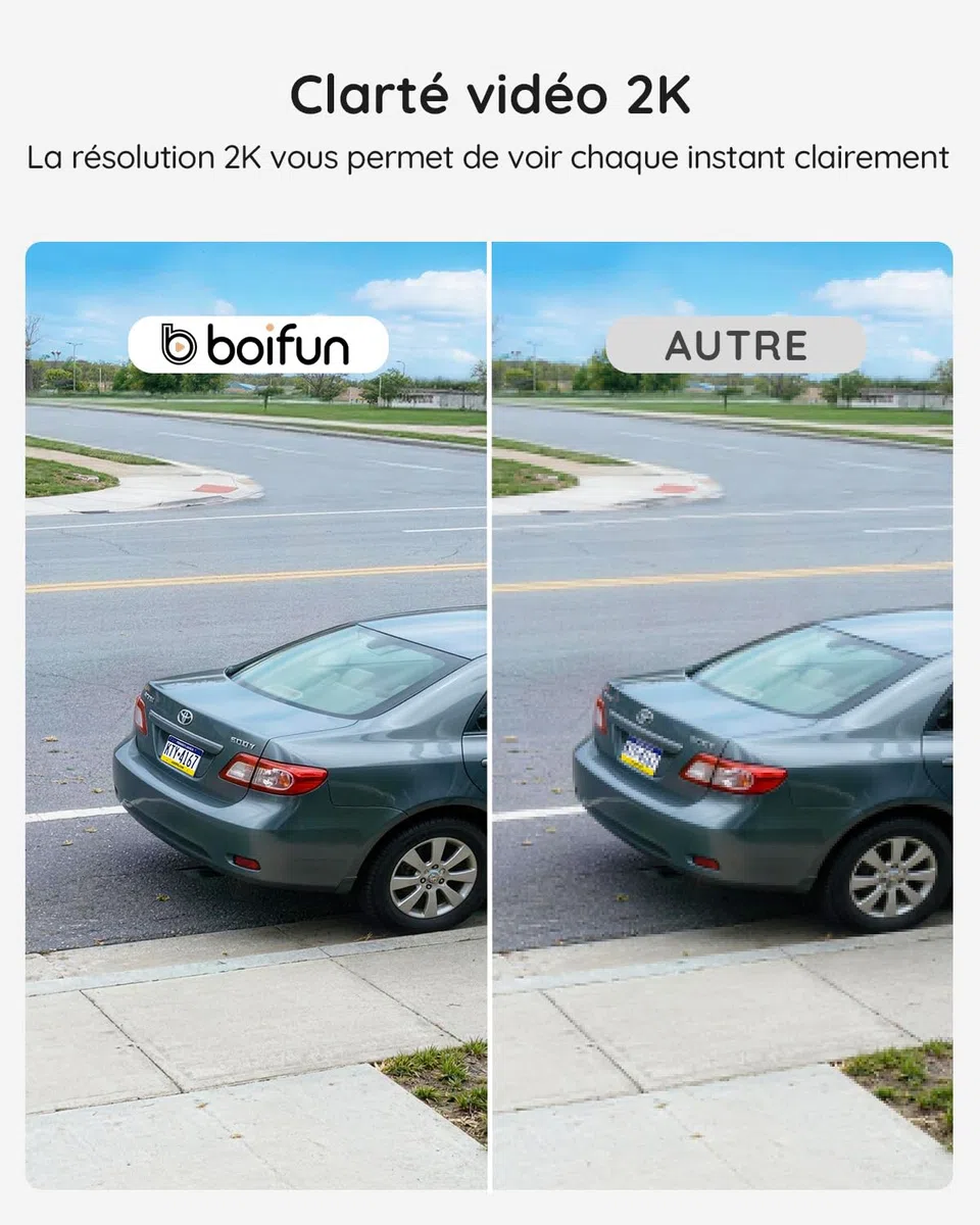 BOIFUN Sonnette sans Fil Exterieur IP65 2K 3MP Wi-Fi 2,4 GHz Grand Angle 166° Vision Nocturne Noir