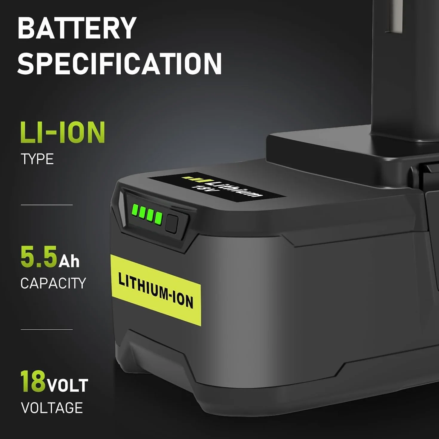 Batteries au Lithium 18V 5.5Ah 5500mAh pour Ryobi P108 RB18L40