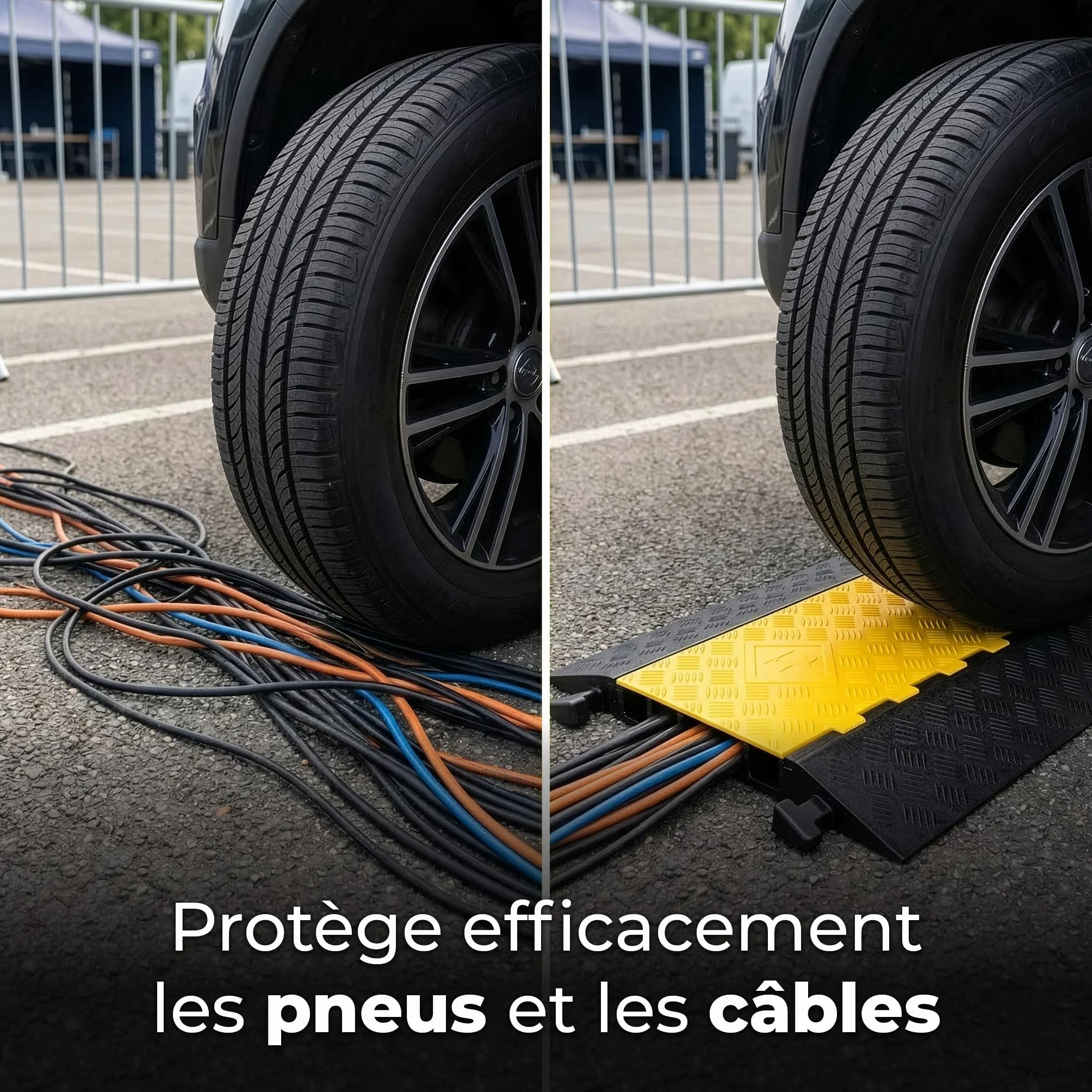 Rampe Passe-Câbles Résistante 7,5 t Protection Extérieur Étanche Caoutchouc Dur Rabattable Arko