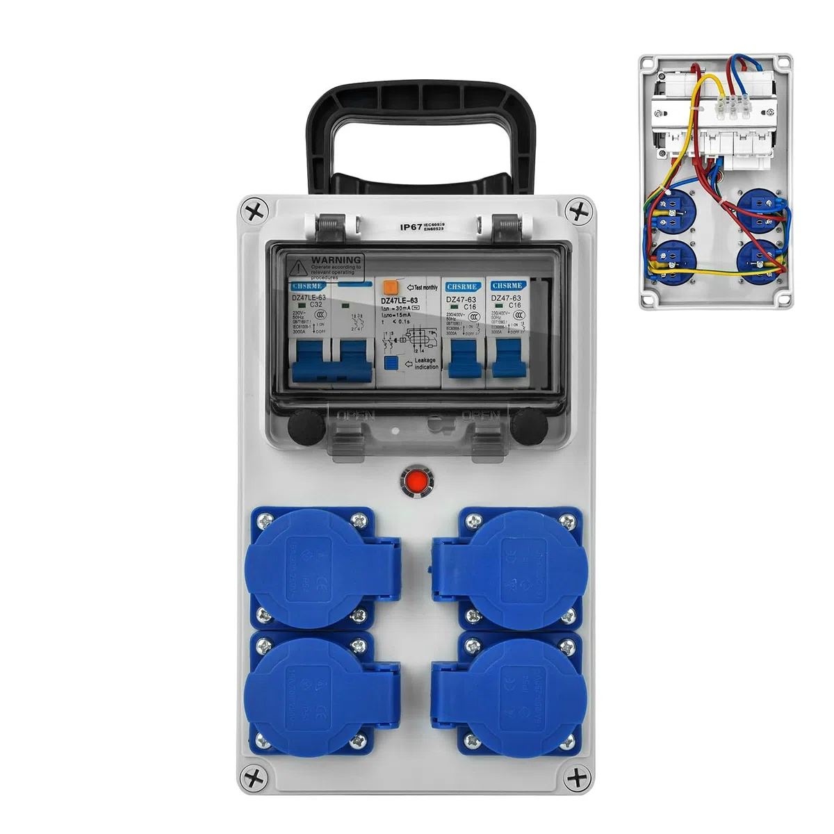 Coffret Électrique de Chantier 230 V IP67 avec Disjoncteur 16 A
