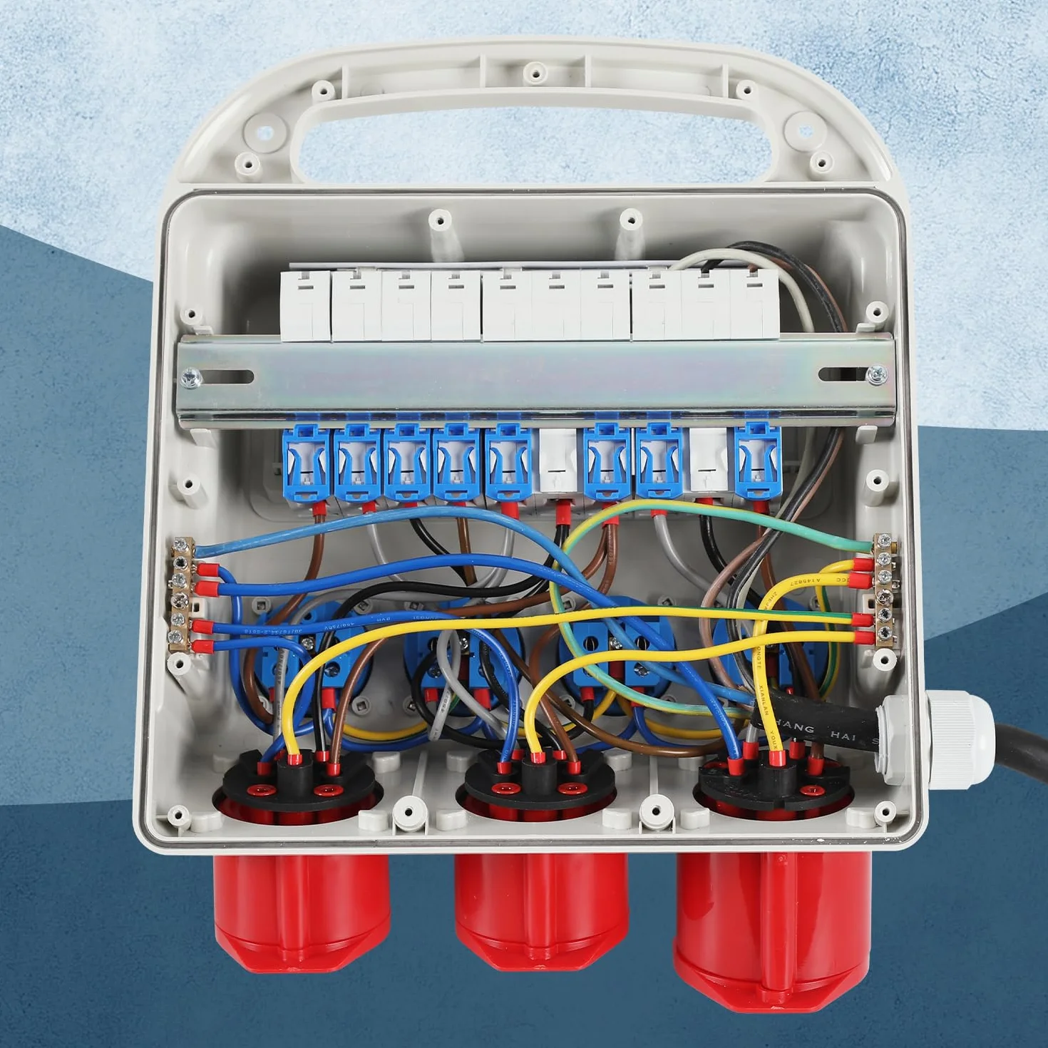 Distributeur de courant de chantier 2xCEE 400V 16A 1xCEE 400V 32A 4x230V avec disjoncteurs câble 1,2m