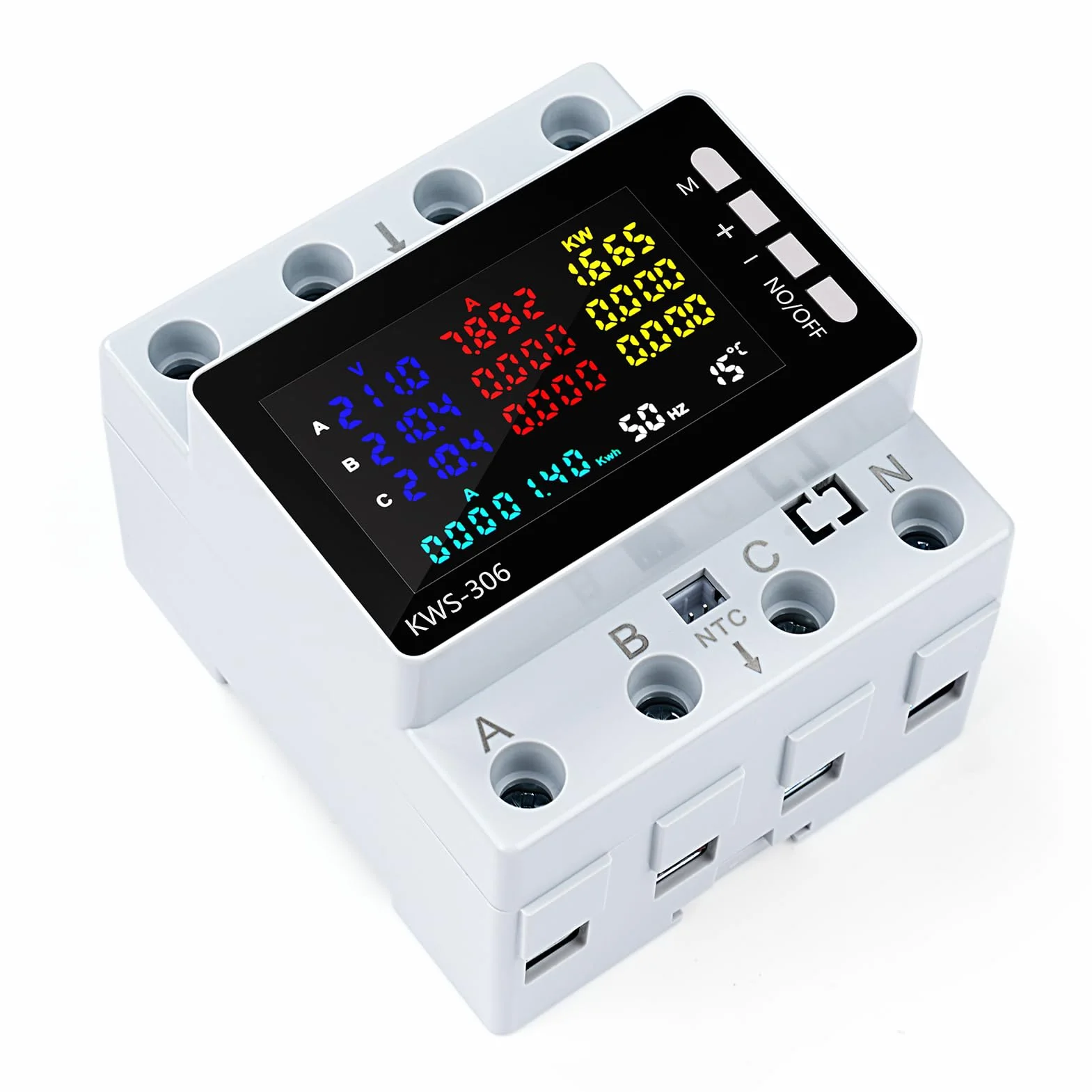 Compteur Électrique Triphasé 80A 220V CA 4 Fils, Wattmètre Numérique DIN Rail, Protection Surtensions