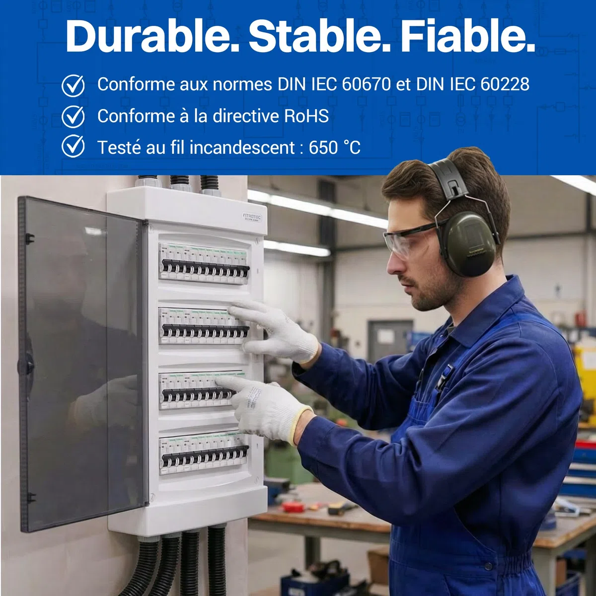 Intratec Coffret de distribution en saillie IP40 4 rangées 48 modules 652 x 287 x 112 mm