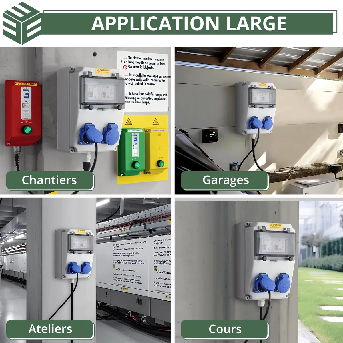 Coffret Électrique de Chantier LS+FI IP54 Prise Schuko 230 V Distributeur de Courant Électrique avec Disjoncteur