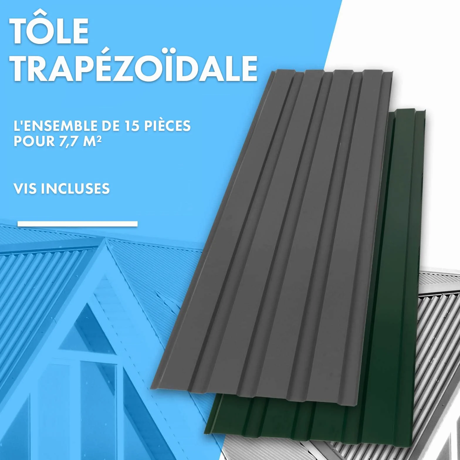 Bardage métal ondulé toiture 7,7 m² 115x45 cm 0,25 mm Rouge Bordeaux Anti-Rouille UV