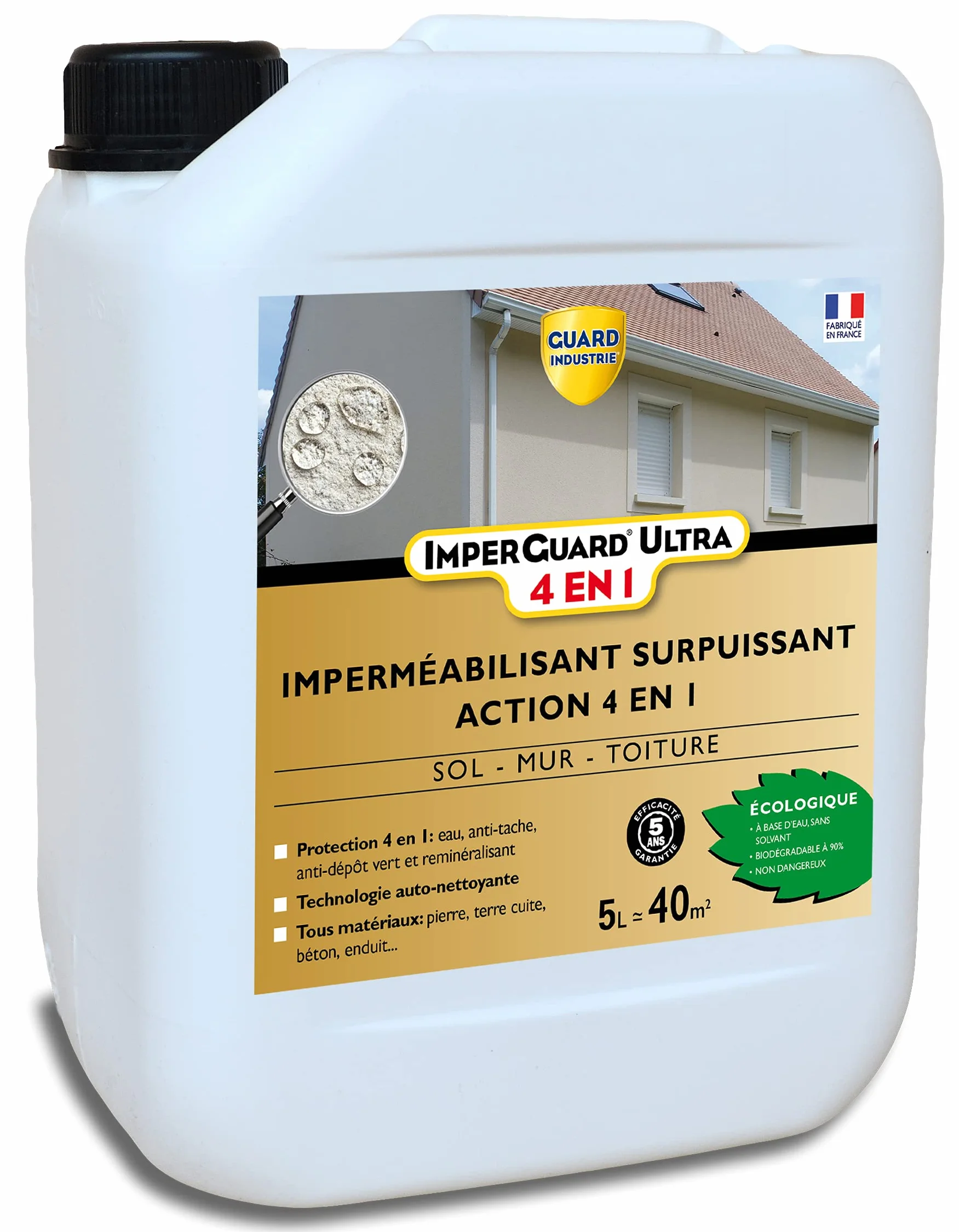 ImperGuard Ultra 4 en 1 Imperméabilisant Hydrofuge Durcisseur de Surface 5 L