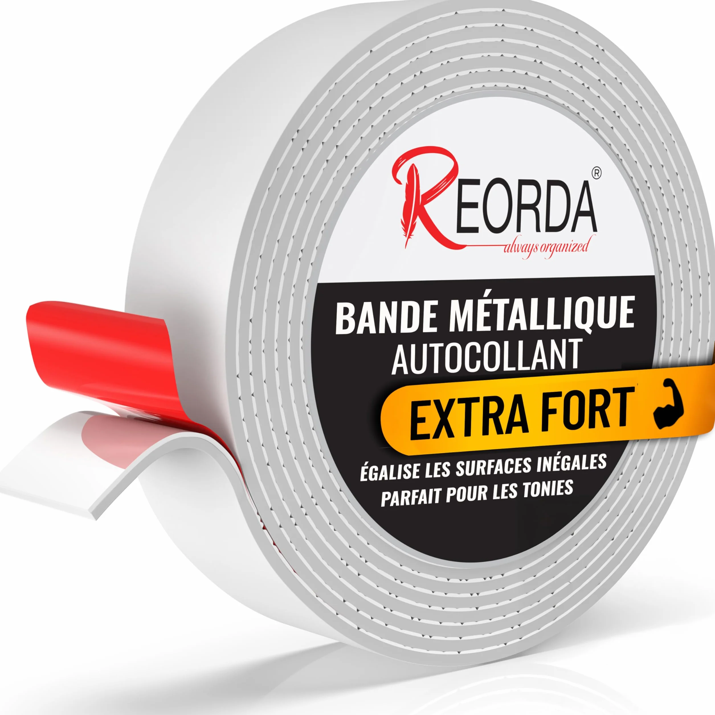 Bande Métallique Auto-Adhésive Blanche REORDA Extra Fort pour Figurines Tonies & Étagères