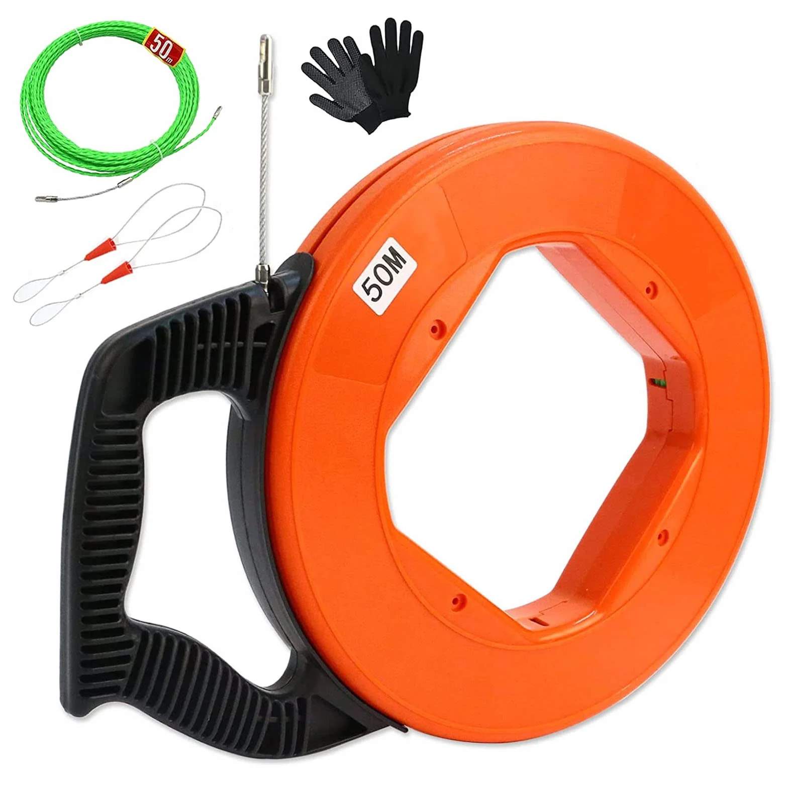 Aiguille Electricien Tire Fil Acier 50m 4,5mm avec 2 Ressorts de Guidage