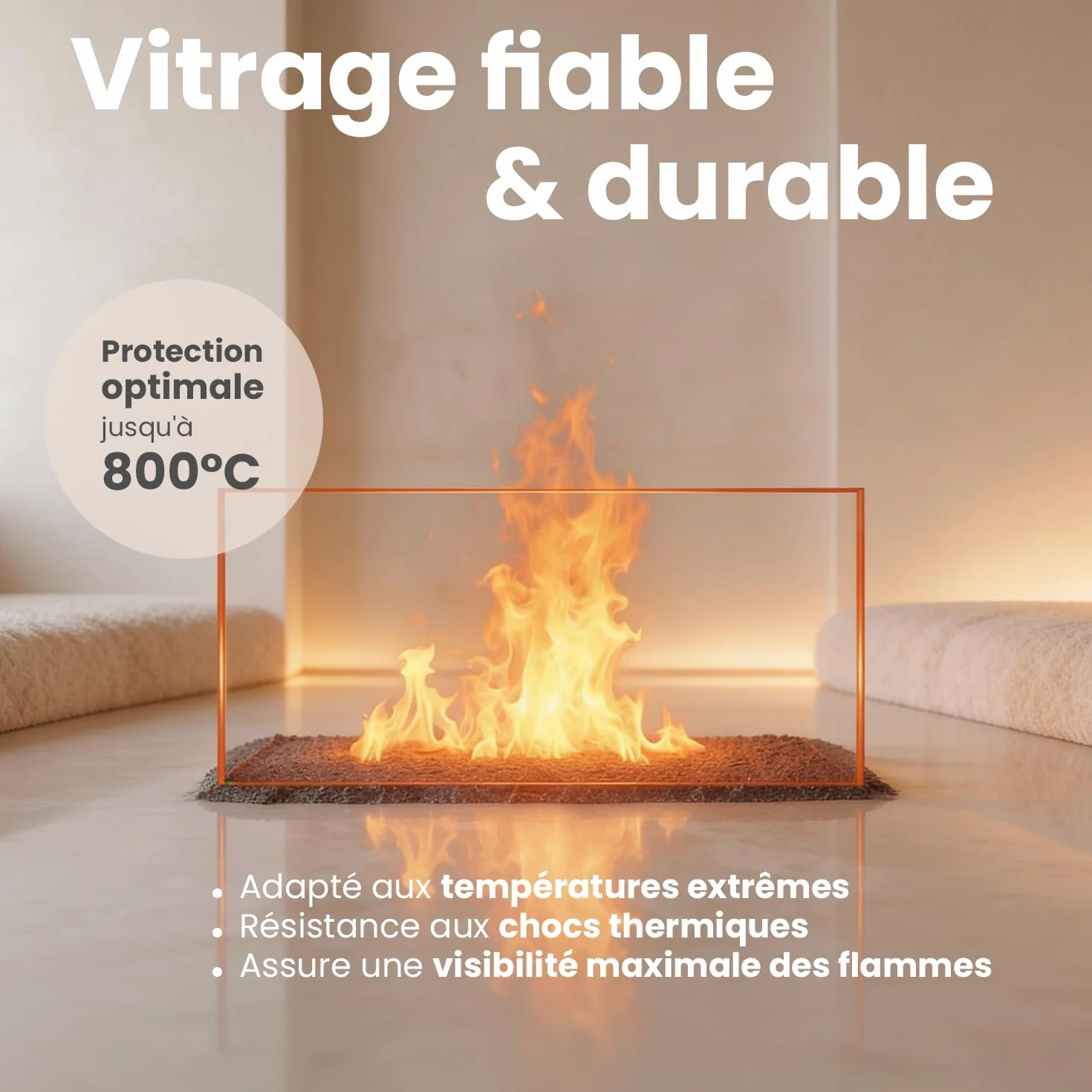Invicta Vitre d’Insert pour cheminée 763 x 375 x 4 mm Verre de Rechange Haute température 800°C