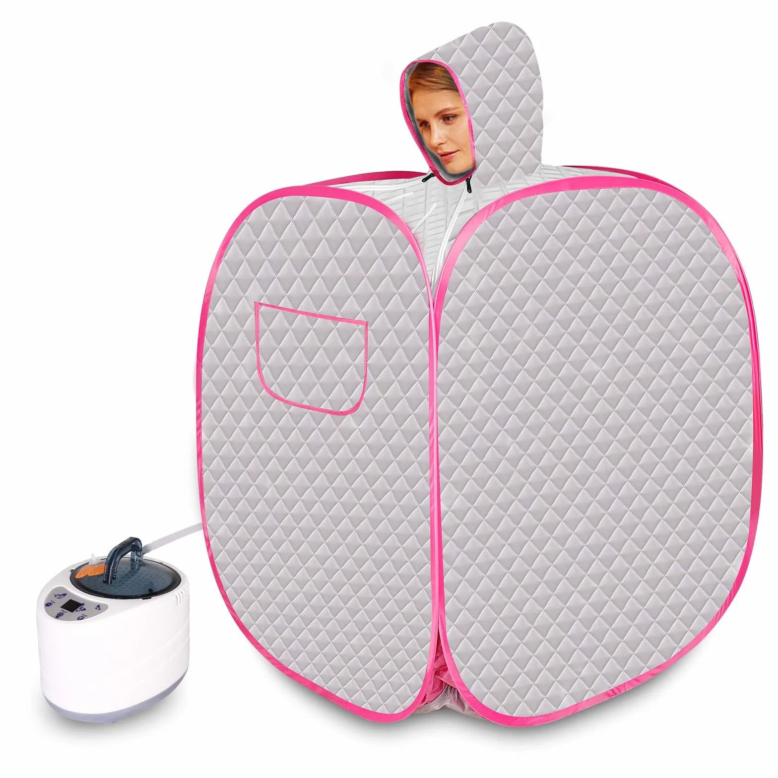 Sauna à Vapeur Pliable Cabine Portable 84 x 84 x 98cm avec Contrôleur de Température à Distance