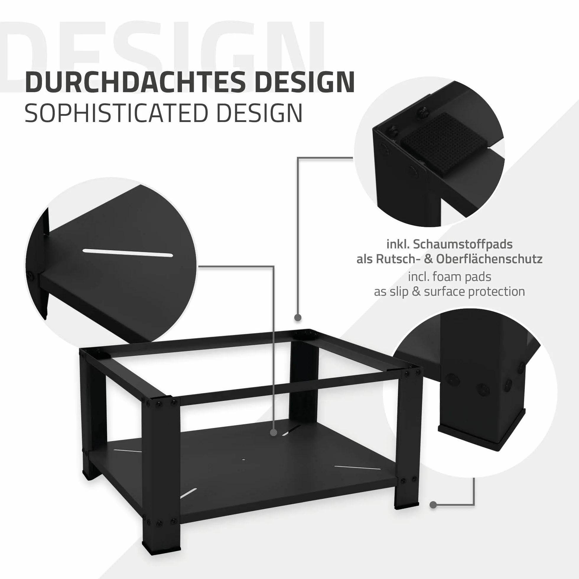 Socle pour Machine à Laver ML-Design Acier Noir 63x54 cm 150 kg Support Lave-Linge Pieds Antidérapants