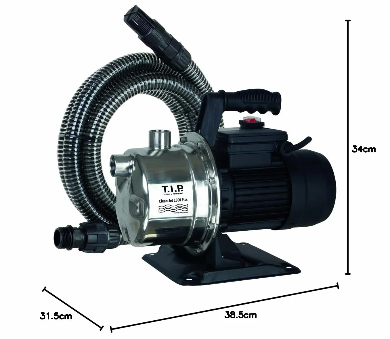 Pompe de Jardin Auto-amorçante Acier Inoxydable 1200W 4400 L/h T.i.p. Clean Jet 1300 Plus Kit Complet