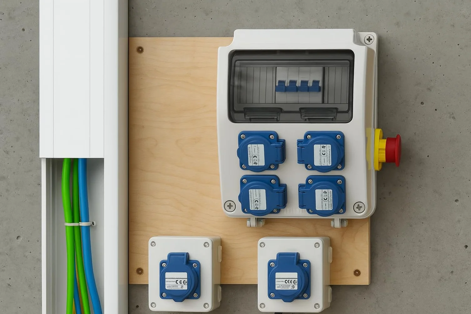 Coffret de chantier monophasé 9 modules 4 prises 16A IP54 ABS 7kVA
